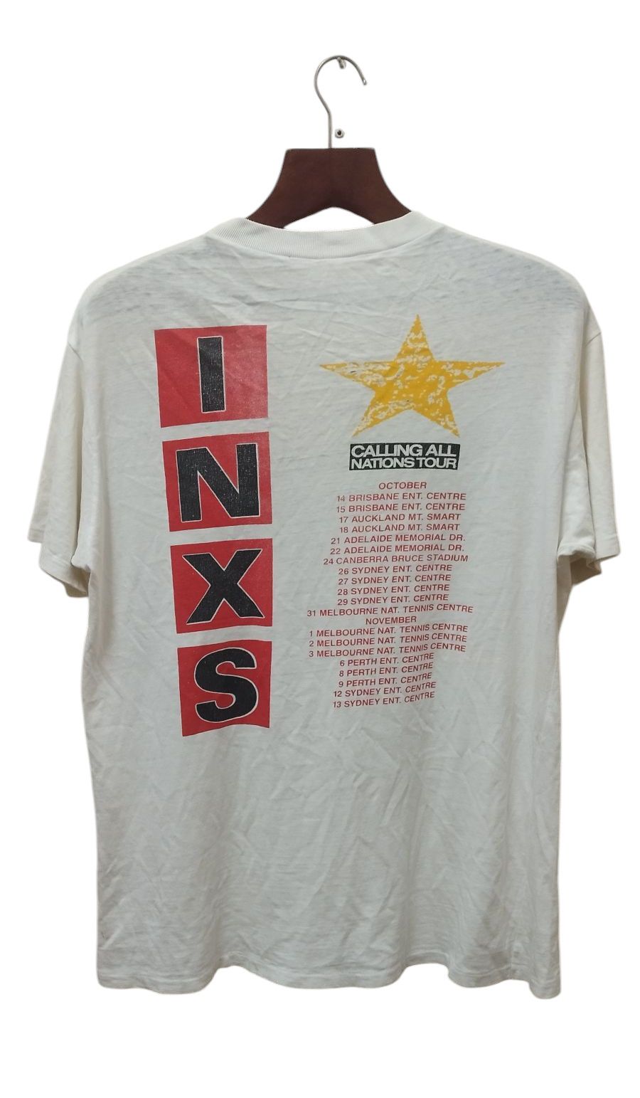 Band Tees × Vintage Vtg 80's INXS Band Calling All Nation 1988 Tour T-shirt Size US XL / EU 56 / 4 - 2 Thumbnail