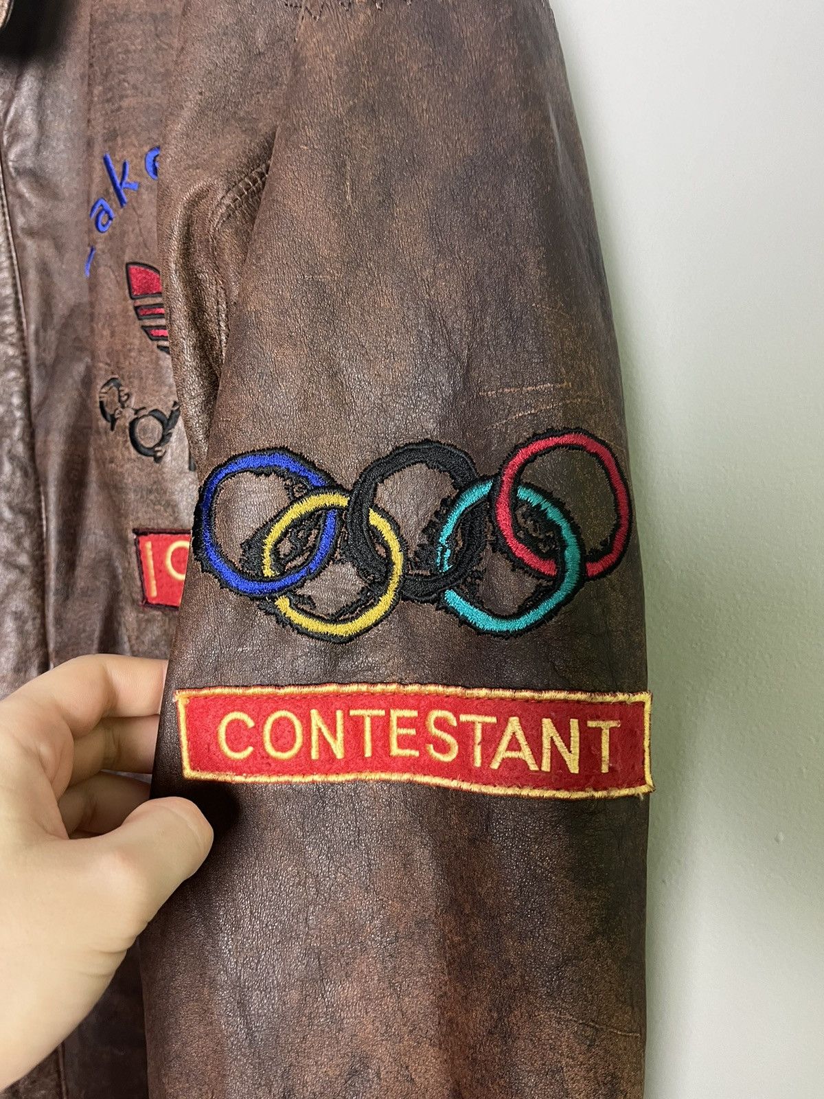 Vintage Vintage Adidas Leather Jacket Olympics Lake Placid Size US L / EU 52-54 / 3 - 2 Thumbnail