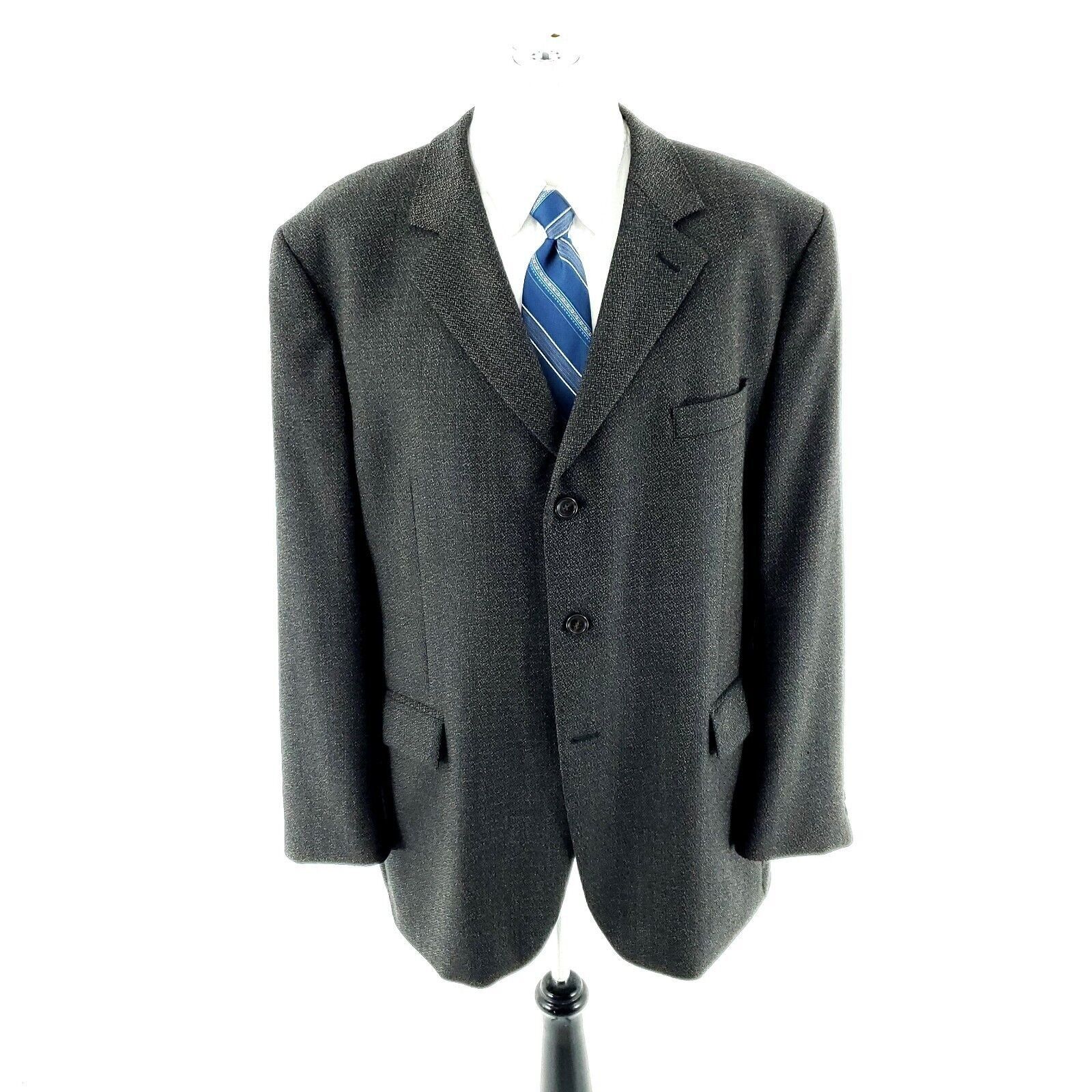 Joseph & Feiss Joseph & Feiss Tweed Wool 3 Button Sport Coat 46R Green Blue Size 46R - 3 Thumbnail