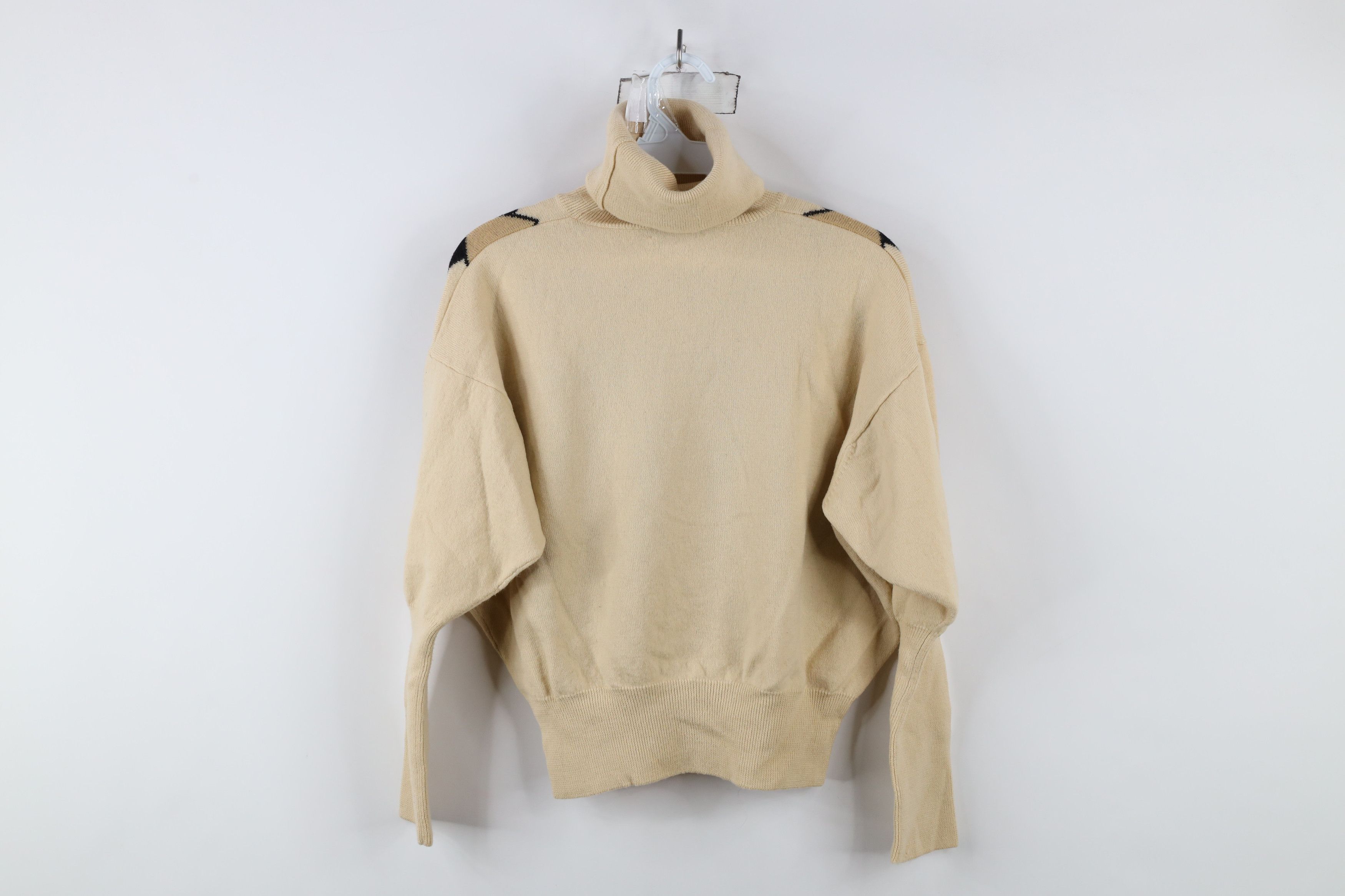 DKNY × Vintage Vintage 90s DKNY Wool Knit Diamond Turtleneck Sweater Size L / US 10 / IT 46 - 8 Thumbnail