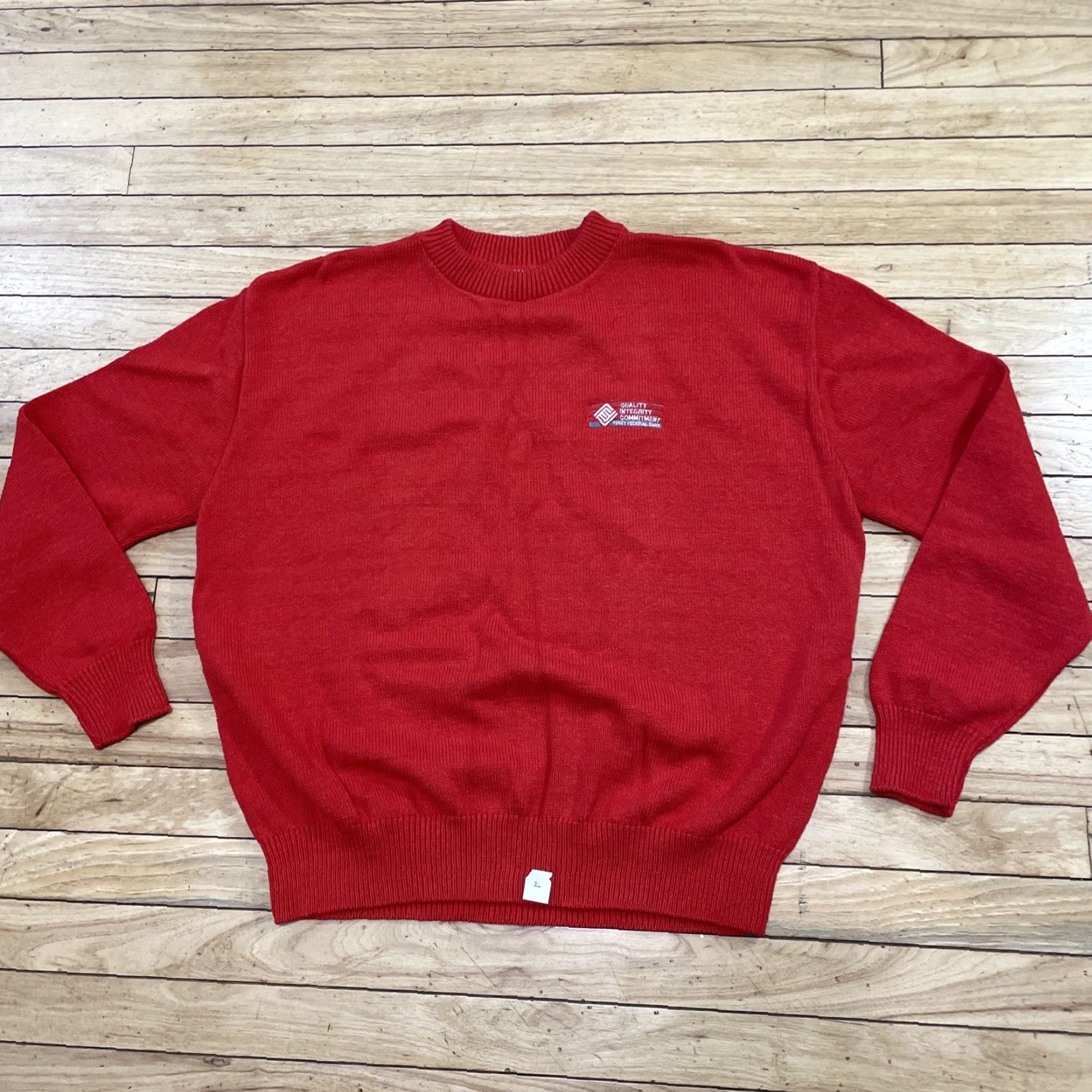 Vintage 3 STRIKES Men XL Vintage Preppy Red Sweater Pullover Knit United States Logo USA Bank New York Crew Neck Autumn Winter Spring Size US XL / EU 56 / 4 - 7 Thumbnail