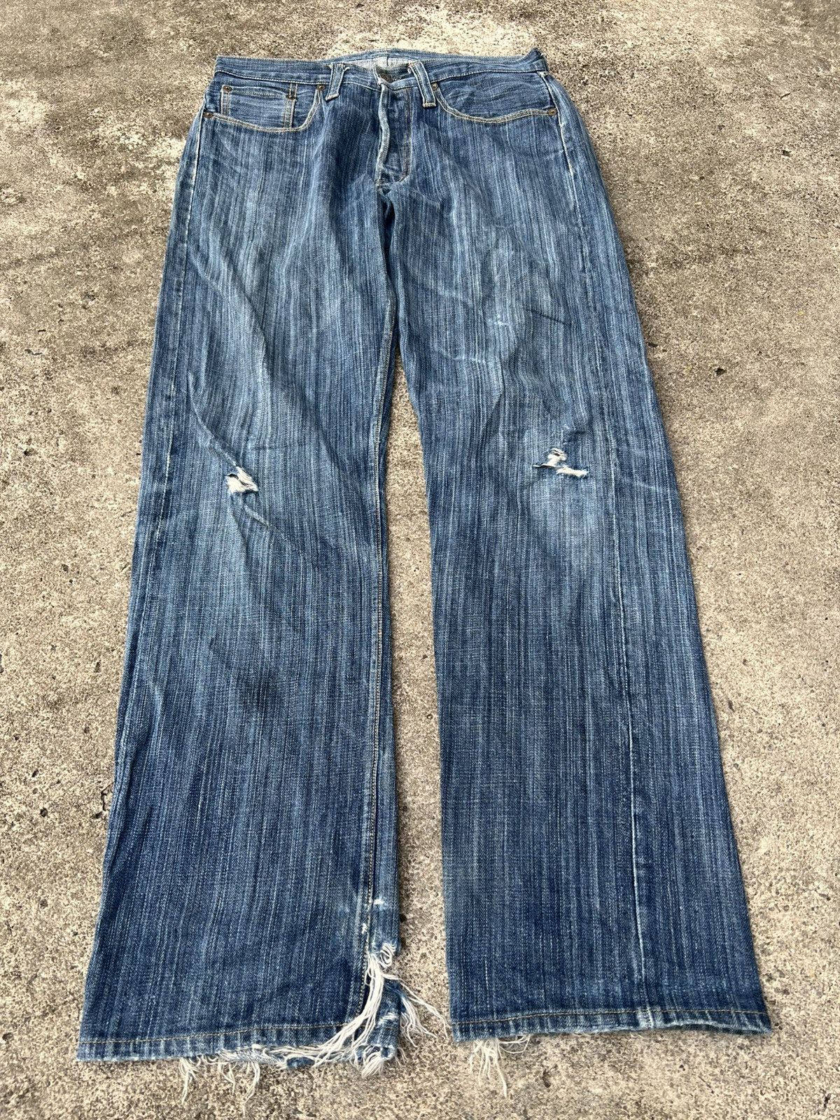 If Six Was Nine Vintage Sugar Canes Selvedge Honolulu Hawaii Distress Jean Size US 30 / EU 46 - 1 Thumbnail