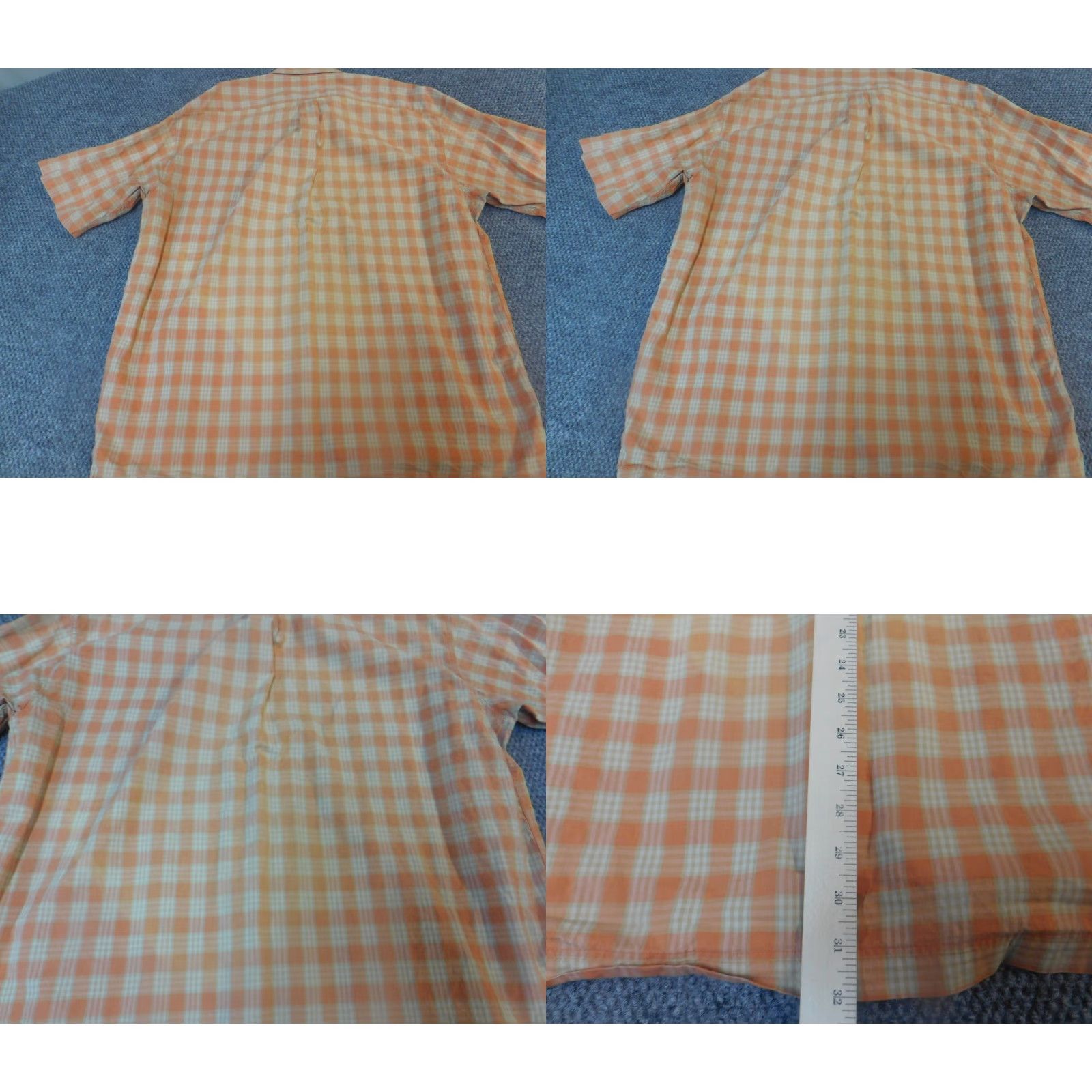 Izod IZOD Shirt XL Plaid Button-Up Mens Regular Collar Down Short Sleeve Orange Cotton Knit Classic Size US XL / EU 56 / 4 - 8 Thumbnail