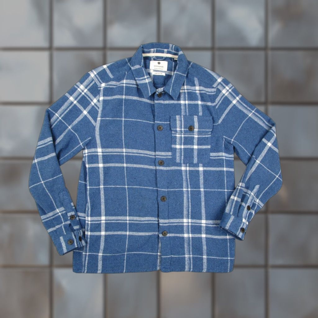 Anerkjendt Anerkjendt Shirt Mens Medium Blue White Big Check Plaid Overshirt Regular Fit Size US M / EU 48-50 / 2 - 1 Thumbnail