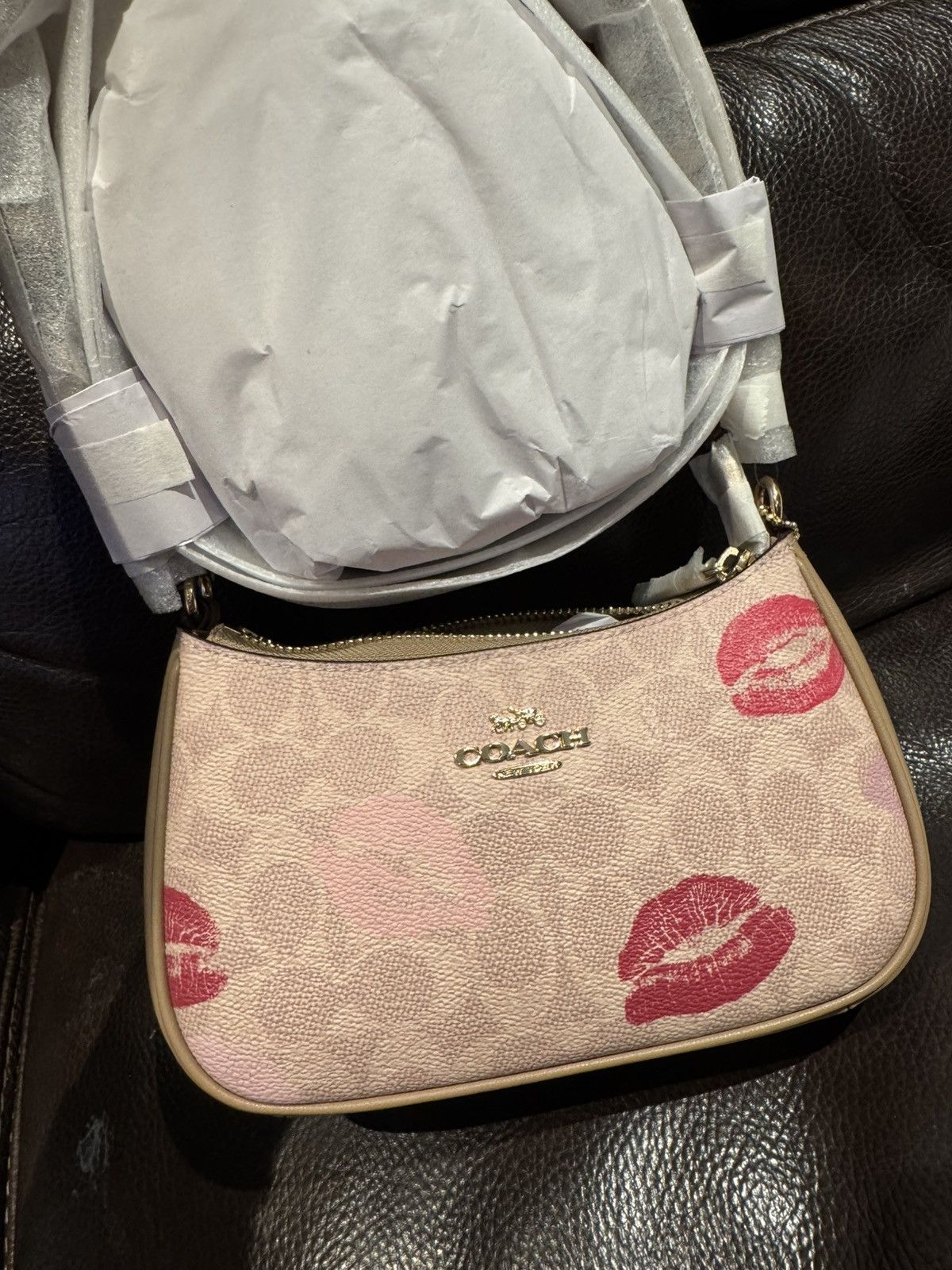 Coach Coach Teri Mini Crossbody Bag In Signature Canvas With Lips Size ONE SIZE - 1 Thumbnail