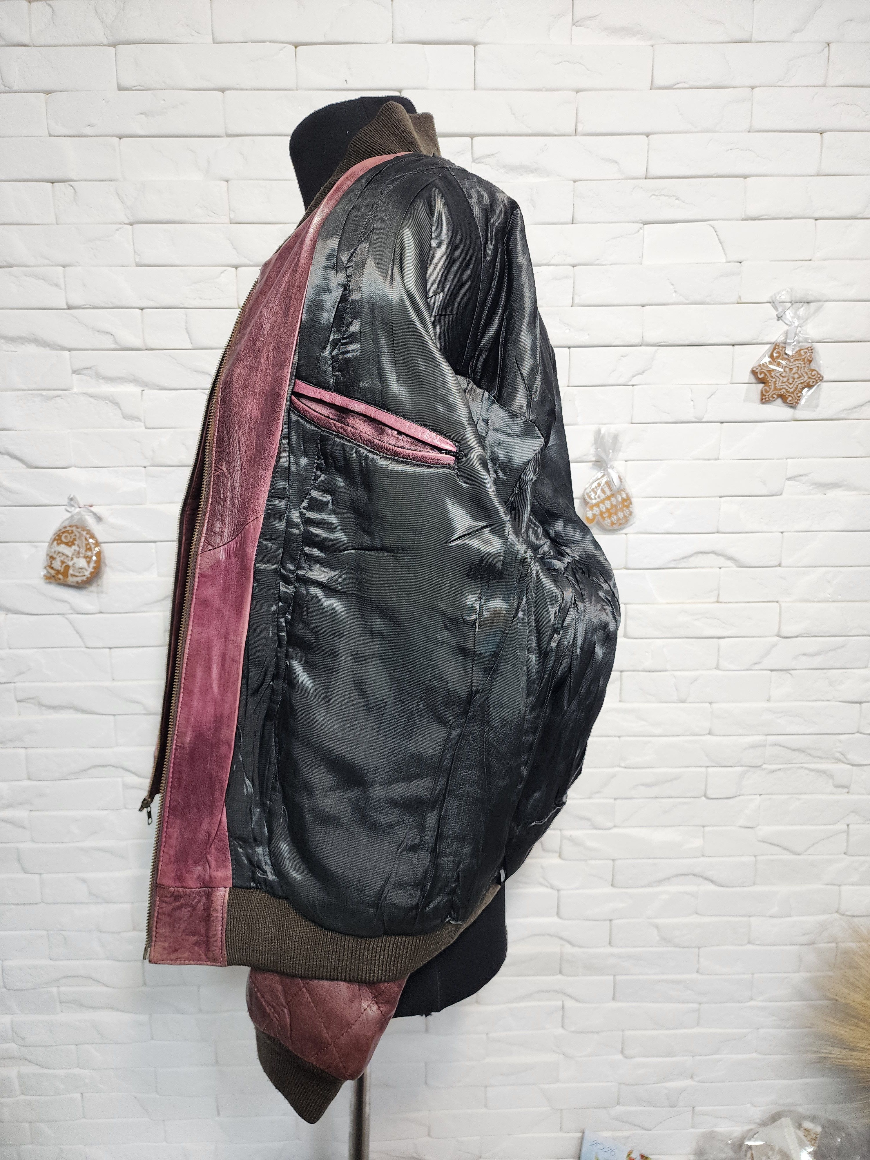 Furla Burgundy Leather Jacket: Men's Zippered, Pockets Size US L / EU 52-54 / 3 - 9 Thumbnail