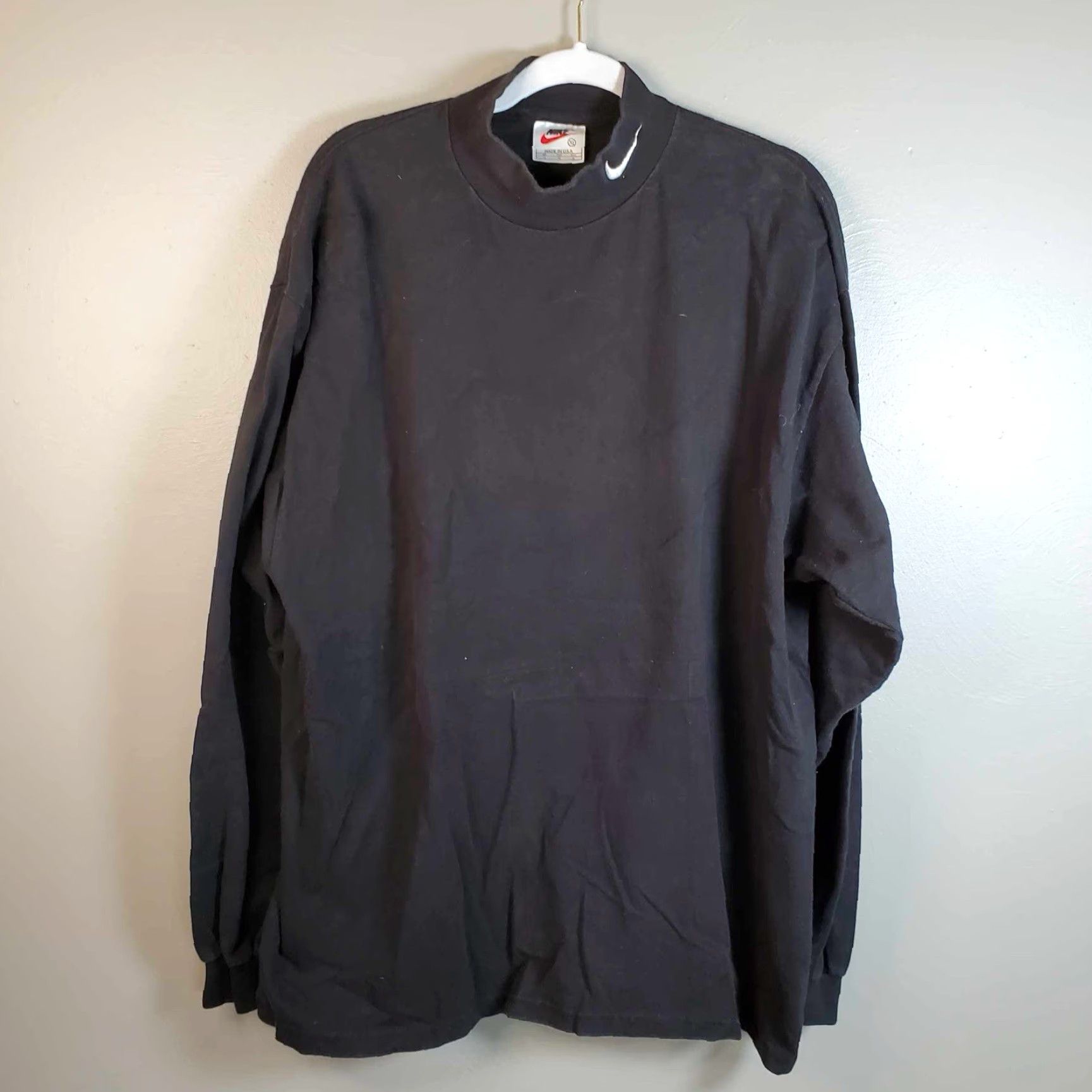 Nike VINTAGE Nike Long Sleeve Shirt Turtle Neck Made In USA XL Mens BLACK Turtleneck USA 90s Vintage Nike Shirt XL Big & Tall Herren Size US XL / EU 56 / 4 - 3 Thumbnail
