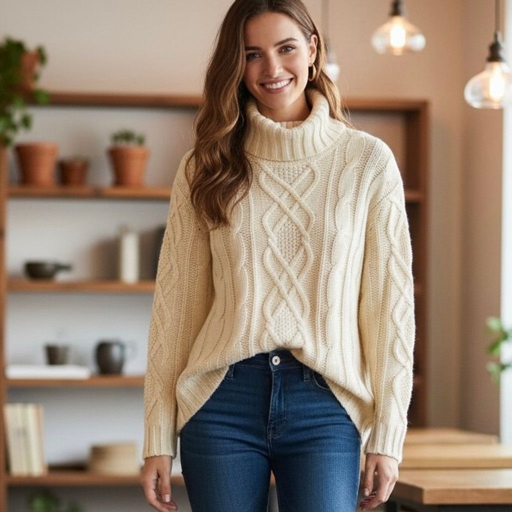 Eddie Bauer Eddie Bauer Chunky Merino Cream Cable Knit Sweater Size S Size S / US 4 / IT 40 - 1 Thumbnail
