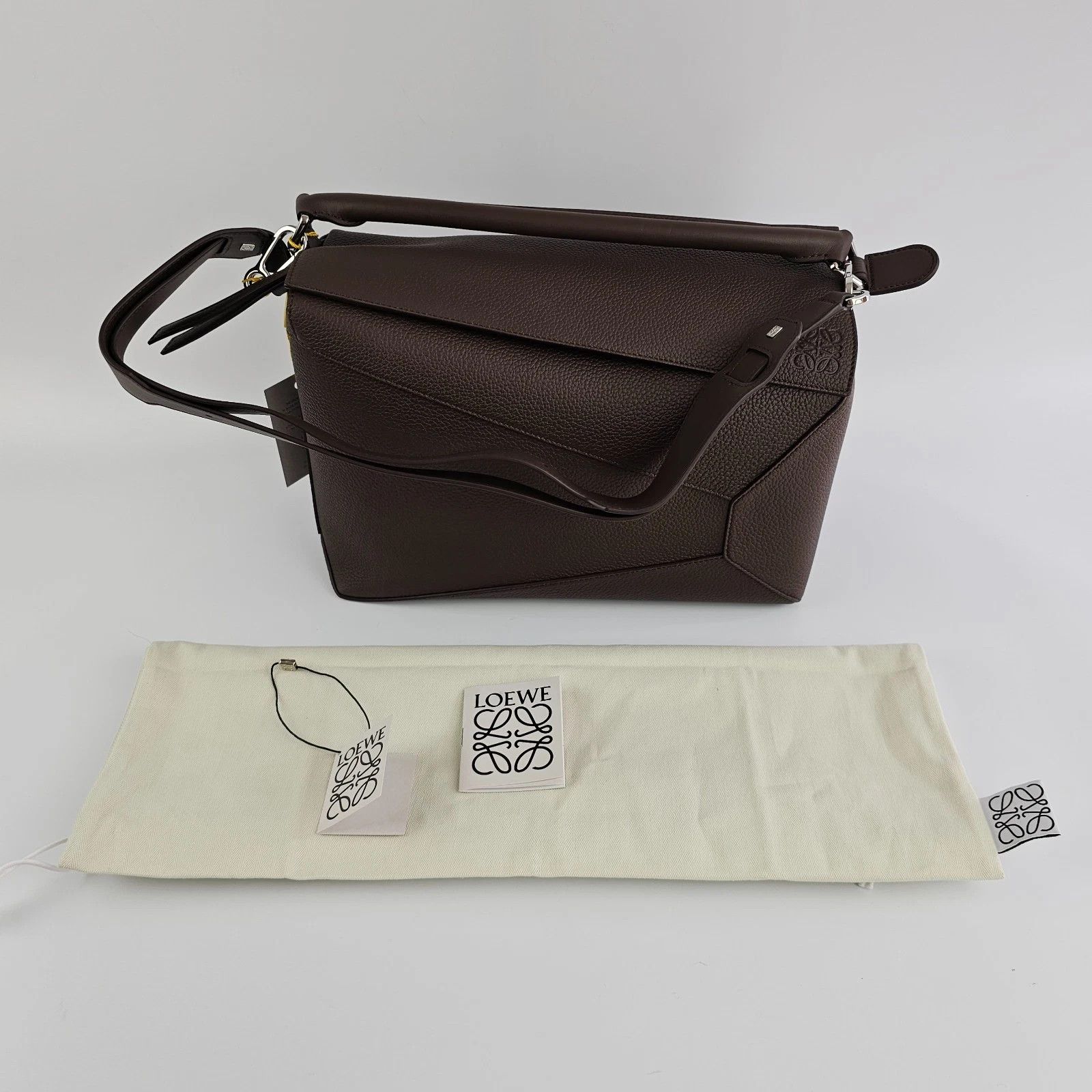 Loewe LOEWE Puzzle Large Edge Dark Cigar Leather Handbag Size ONE SIZE - 3 Thumbnail
