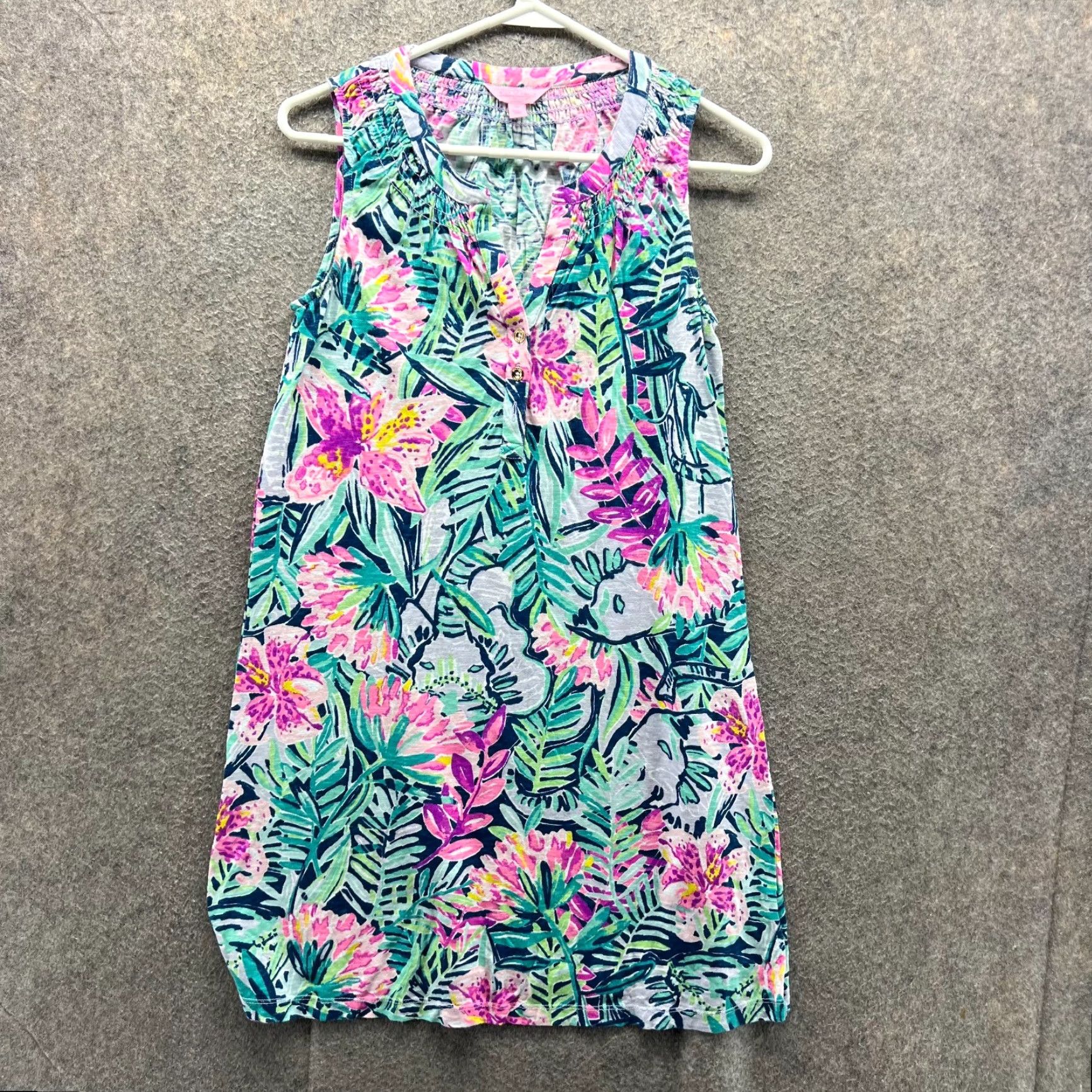Lilly Pulitzer Lilly Pulitzer Dress Womens XS Green Pink Sleeveless Floral Print Summer Pencil Dress Women XS Pink Floral Size XS / US 0-2 / IT 36-38 - 2 Thumbnail