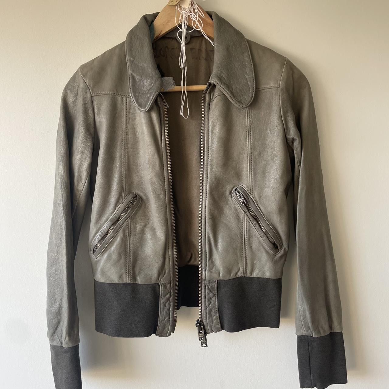 Genuine Leather × Giorgio Brato giorgio brato grey green textured leather jacket Size XS / US 0-2 / IT 36-38 - 4 Thumbnail