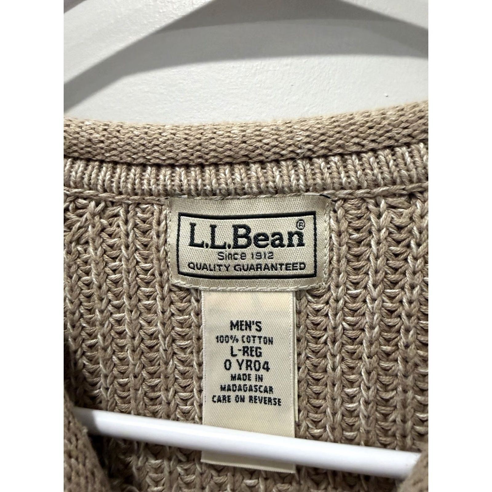 Vintage LL Bean Sweater L Beige Fisherman Chunky Waffle Knit Organic Cotton Mens Size US L / EU 52-54 / 3 - 3 Thumbnail
