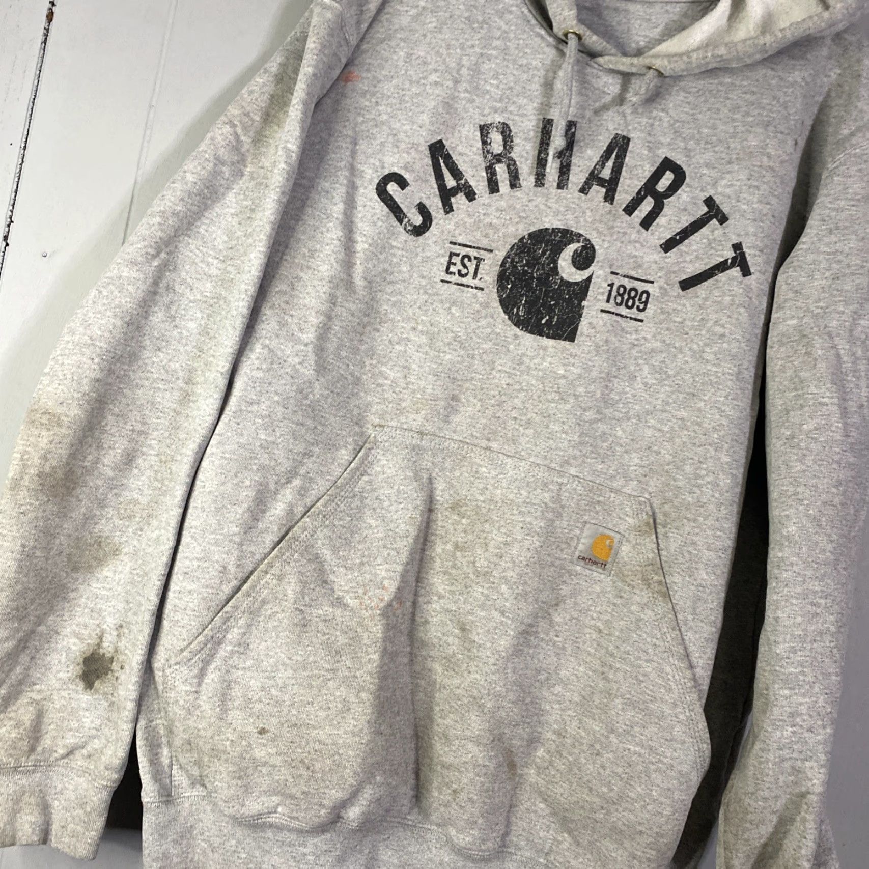 Carhartt VINTAGE Carhartt Original Fit Distressed Hoodie Mens M Gray 104817 23x28 Grunge Look Size US M / EU 48-50 / 2 - 6 Thumbnail