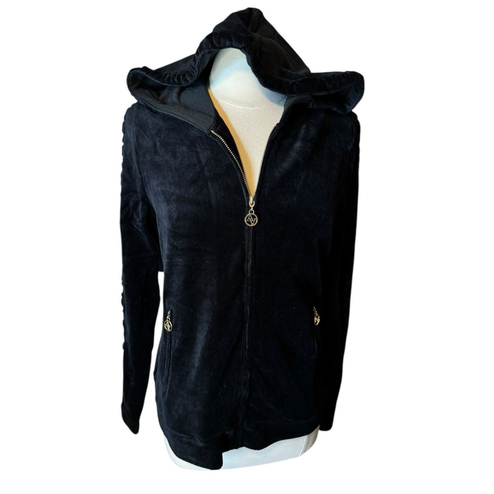 Other Adrienne Vittadini NEW Velour Full Zip Hoodie Sweatshirt Size XL / US 12-14 / IT 48-50 - 1 Thumbnail