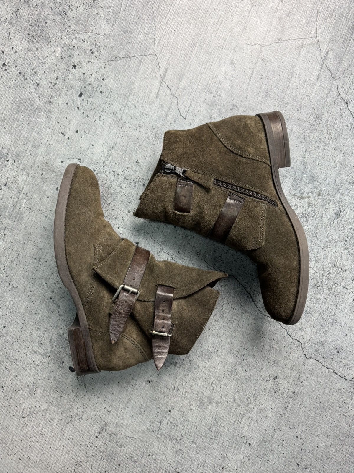 Japanese Brand Leather Suede Y2K Boots With Leather Straps Avant Garde Size US 7 / EU 40 - 3 Thumbnail