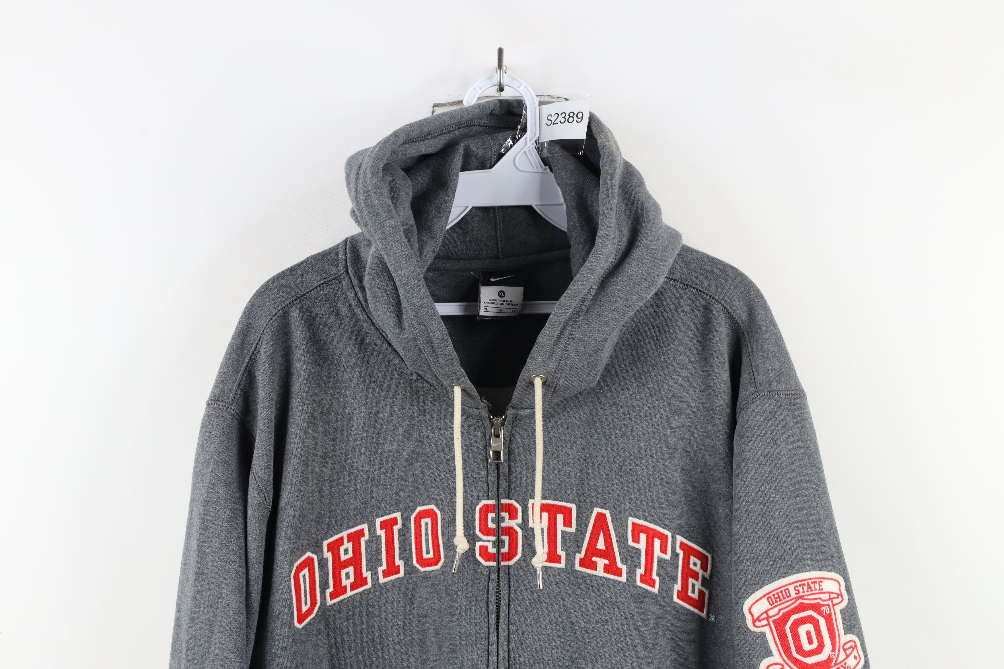 Nike × Vintage Vintage Nike Spell Out Ohio State University Full Zip Hoodie Size US XL / EU 56 / 4 - 2 Thumbnail