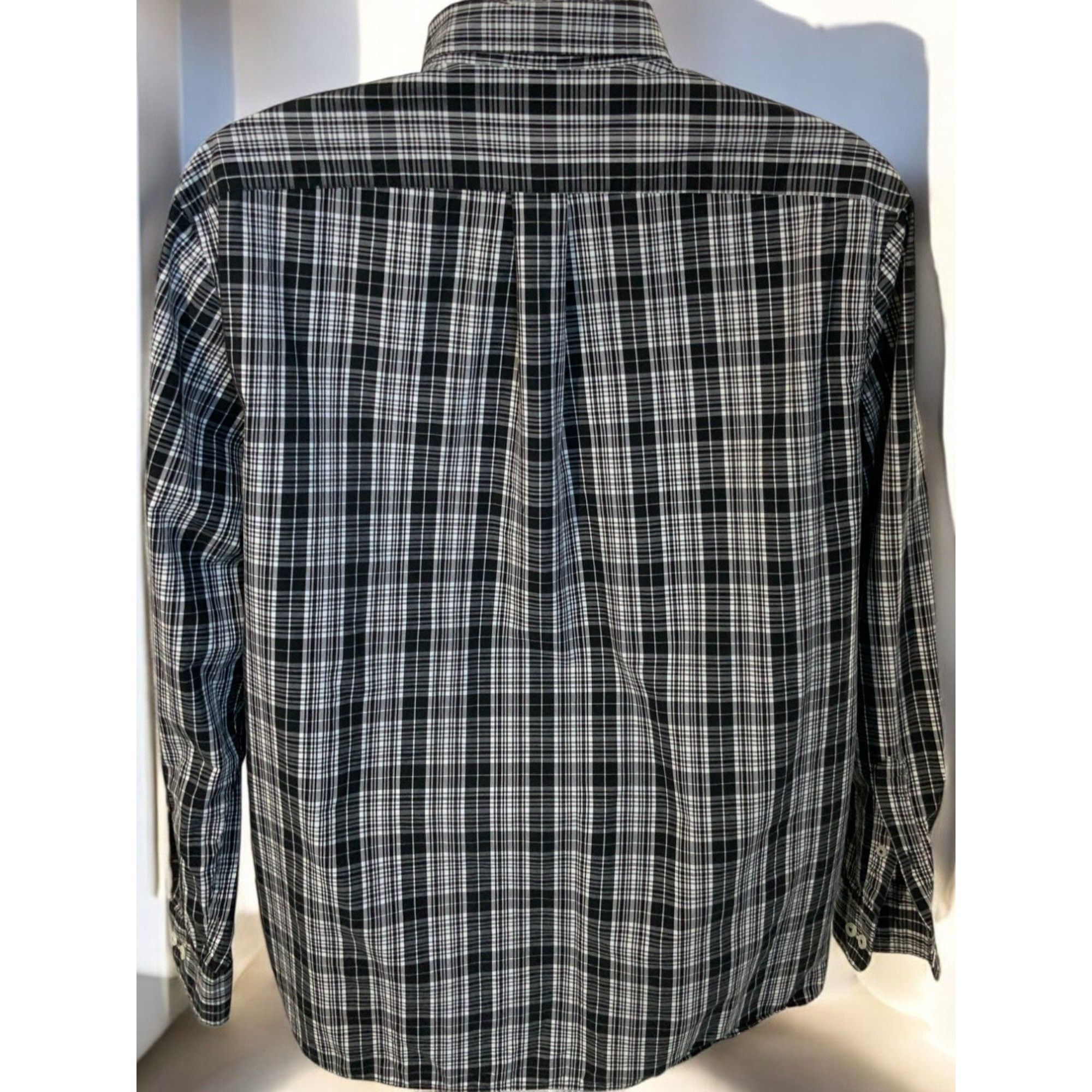 Designer Rowm Black White Plaid Button Up Long Sleeve Shirt XL Size US XL / EU 56 / 4 - 3 Thumbnail