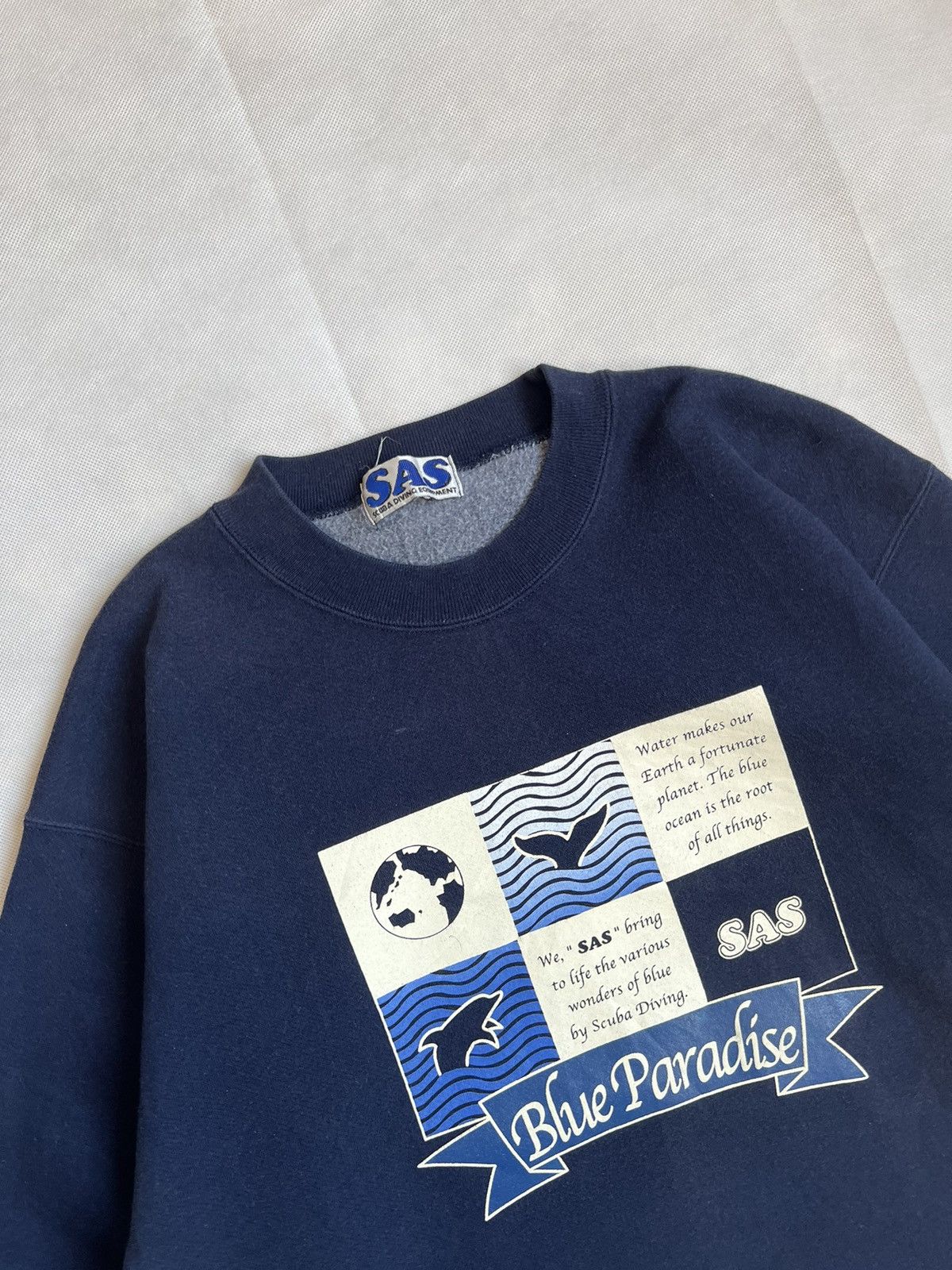Vintage Vintage SAS Scuba Diving Equipment Blue Paradise Crewneck Size US L / EU 52-54 / 3 - 3 Thumbnail