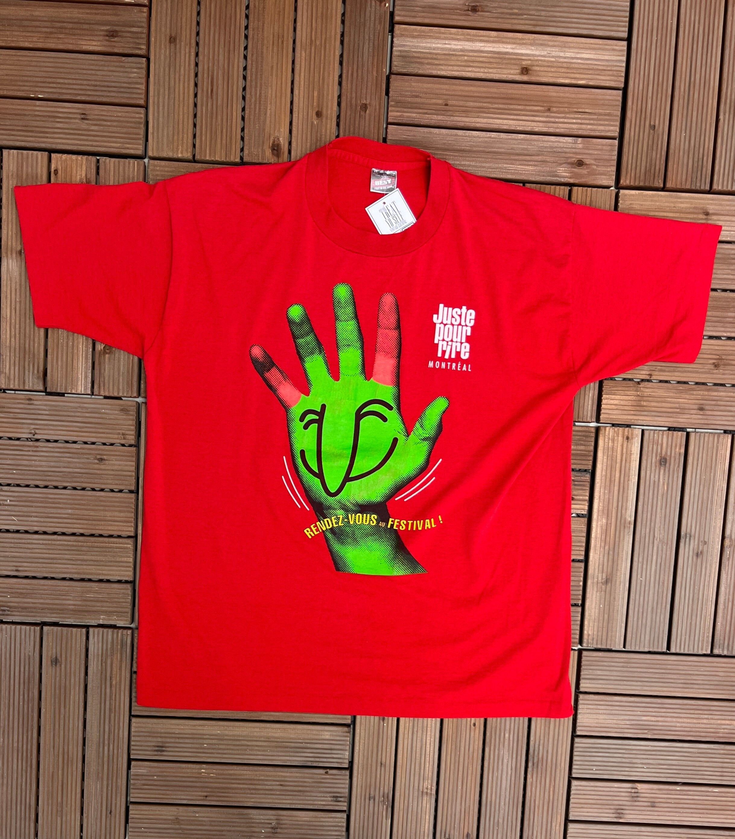 Vintage Juste Pour Rire Montreal Vintage Red T-Shirt Tee Size US XL / EU 56 / 4 - 1 Thumbnail
