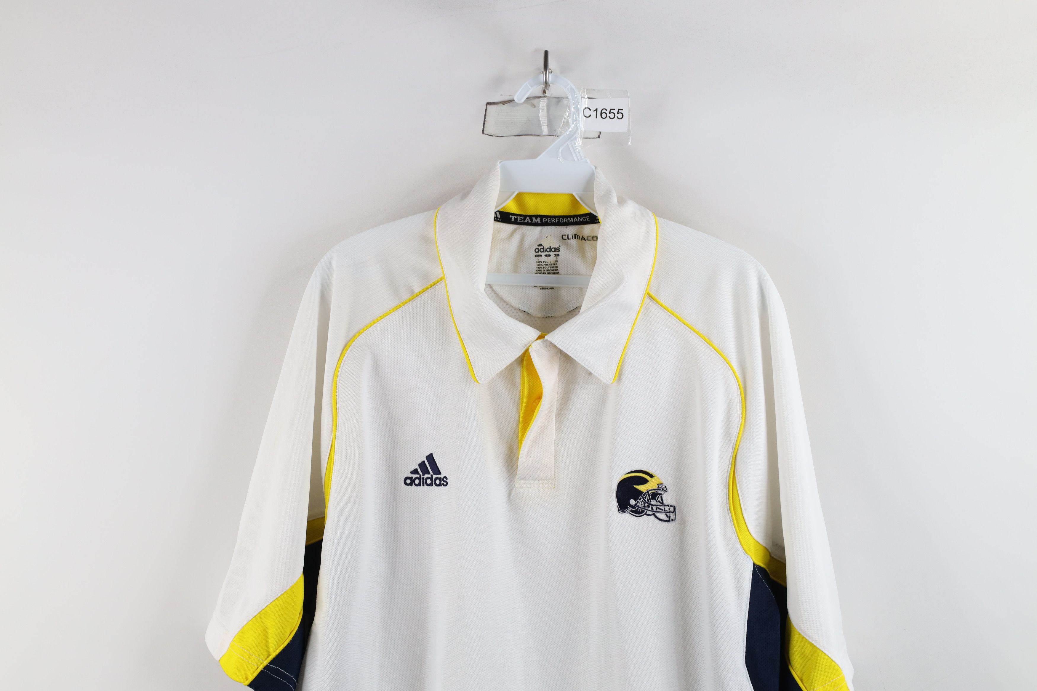 Adidas × Vintage Adidas University of Michigan Football Polo Shirt White Size US L / EU 52-54 / 3 - 2 Thumbnail