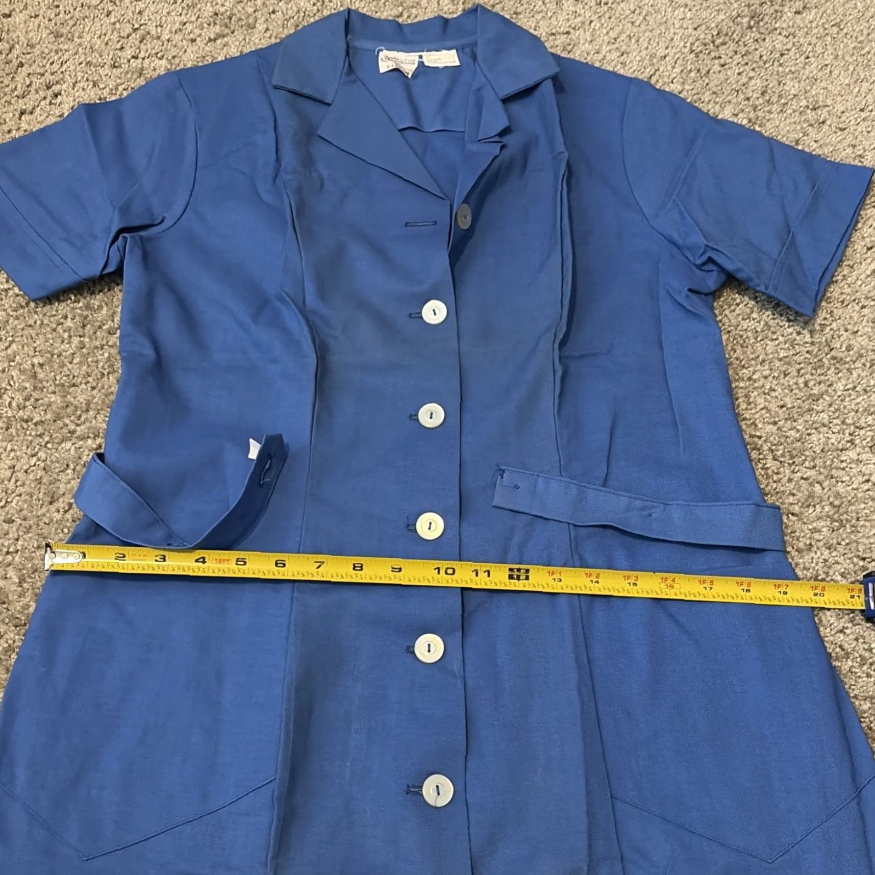 Vintage VTG Fashion Seal Uniforms Blue Button Front Short Sleeve Shirt Dress Women 16 Midi Blue Shirt Dress Regular Size Size XXL / US 16-18 / IT 52-54 - 7 Thumbnail