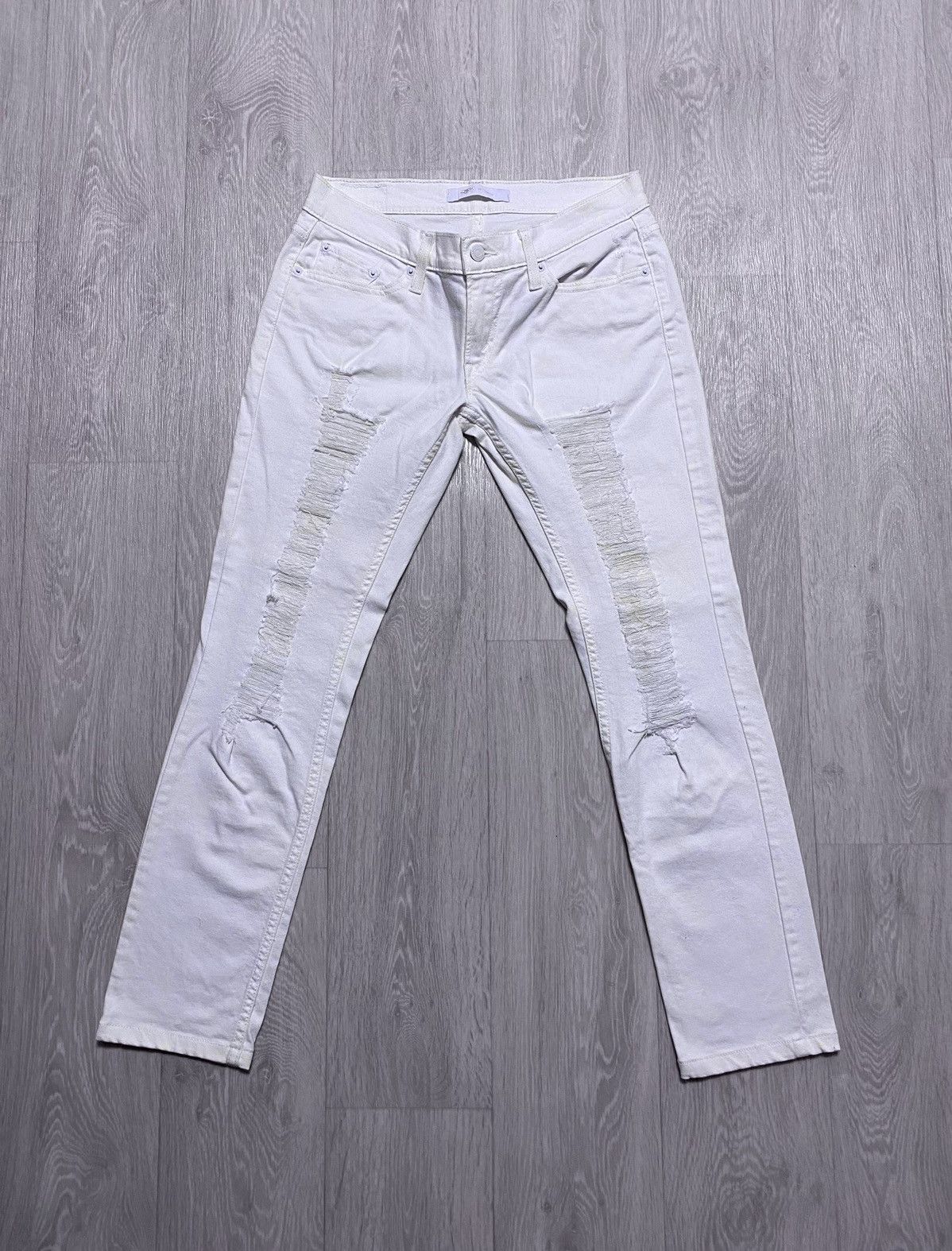 Levi's Vintage Clothing Levi’s 524 Skinny Strip Stitched Torn Distressed Jeans Denim Size 29" - 6 Thumbnail