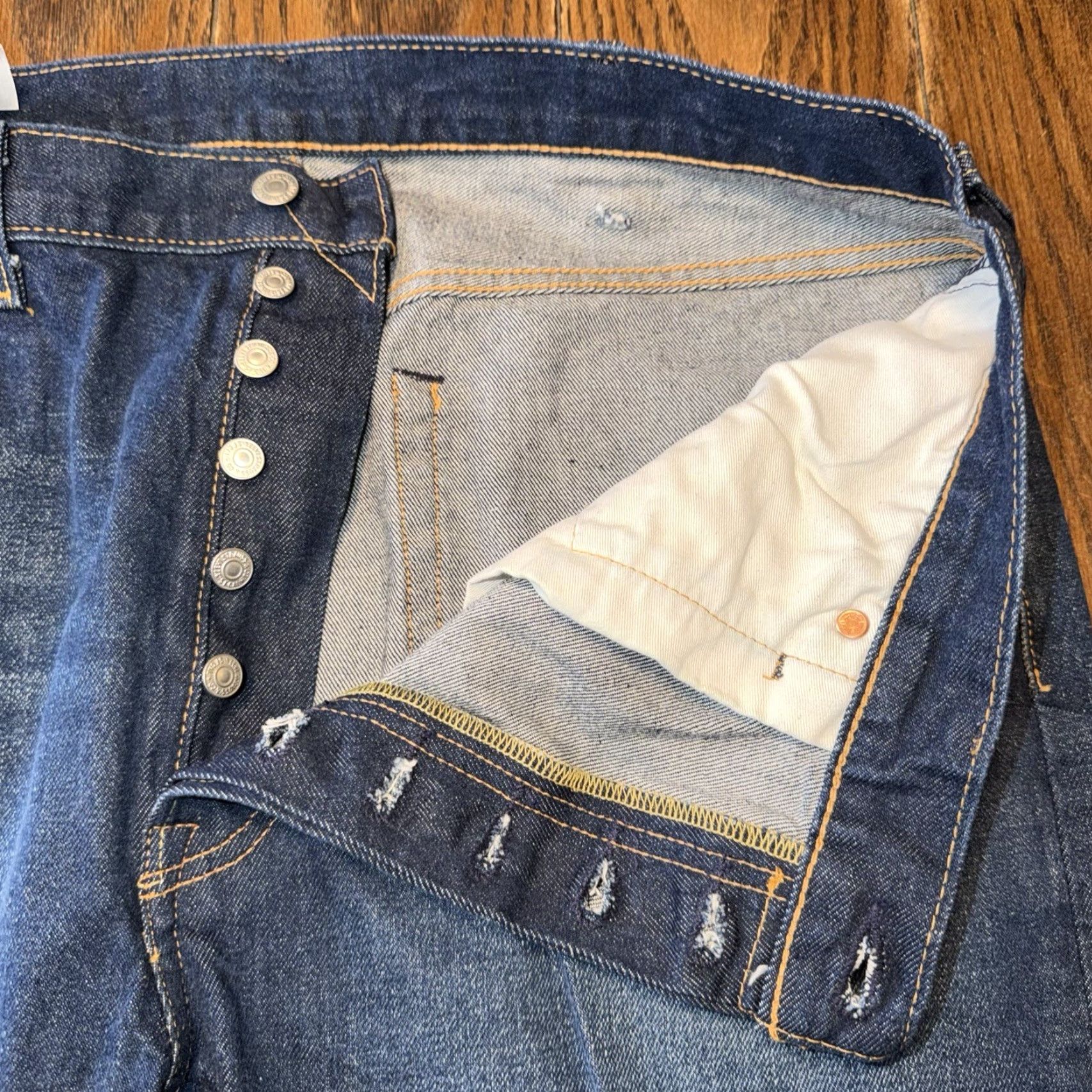 Levi's Levi's 501 ST Jeans Slim Taper Dark Wash Blue Denim Button Fly Men 40x30 Regular Inseam 29" Vintage No Size US 40 / EU 56 - 5 Thumbnail
