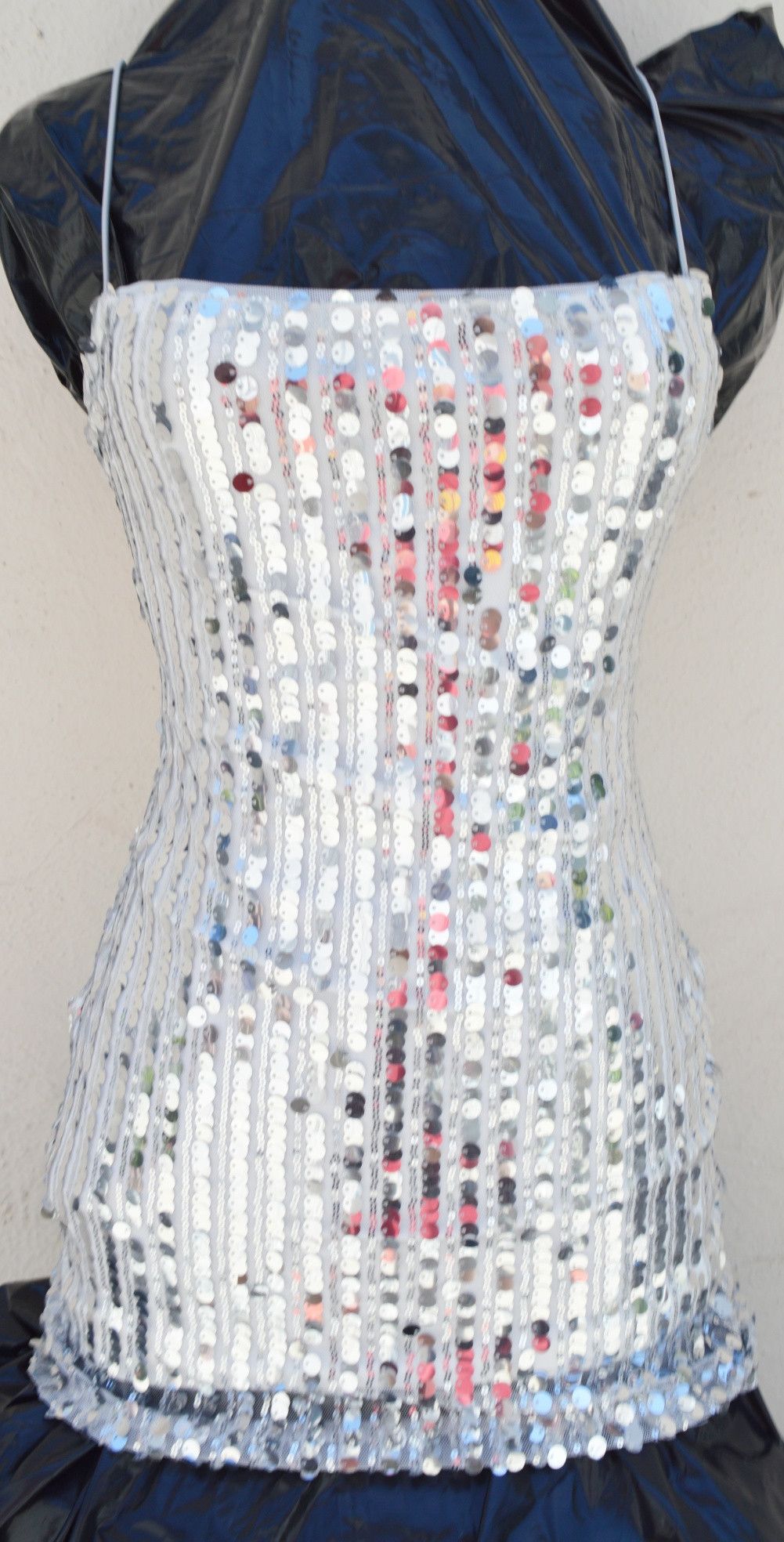 Other MINI DRESS SEQUIN / GLITTER SILVER STRAPS STRETCH Size S / US 4 / IT 40 - 3 Thumbnail