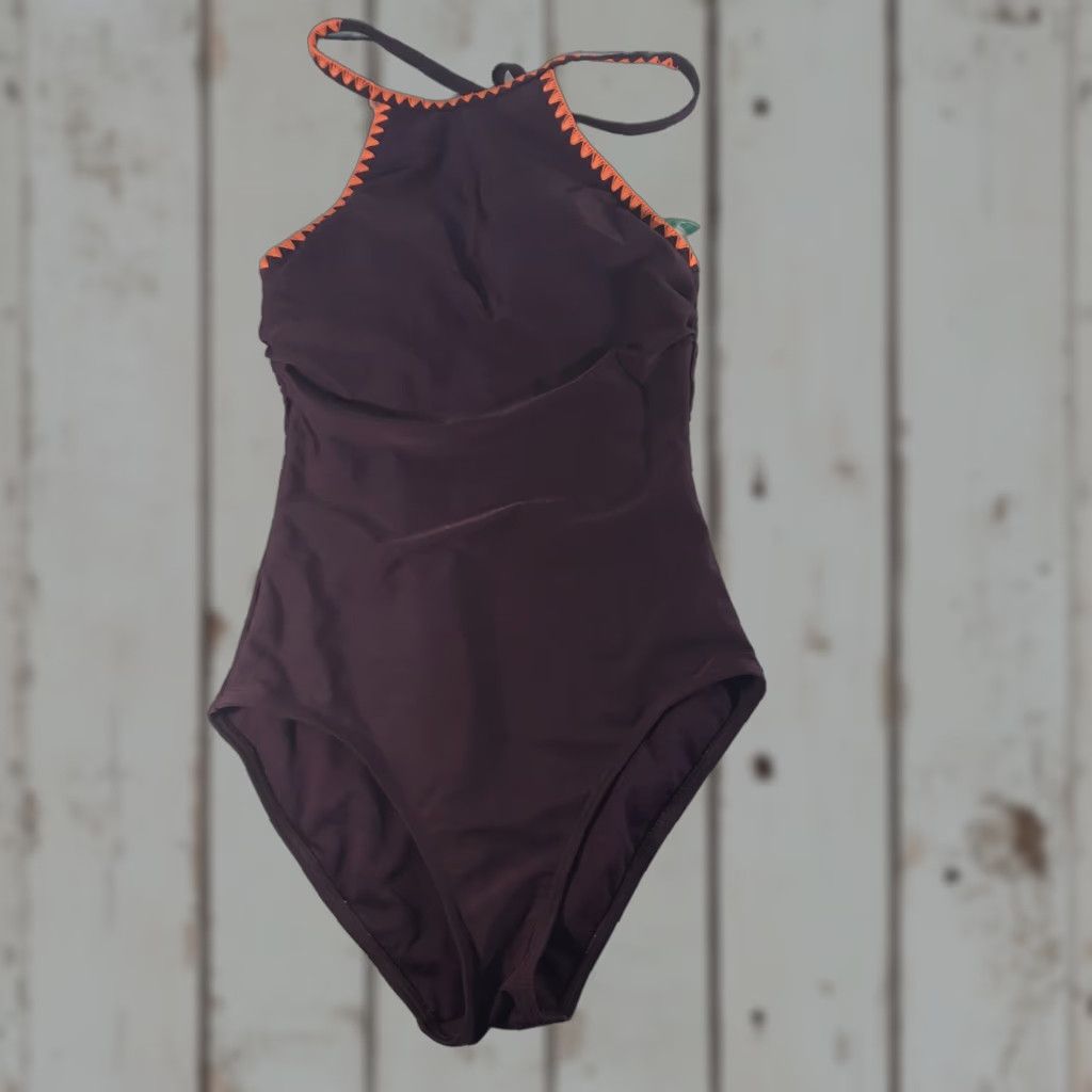 Vintage Seeker Australia One Piece Swimsuit Women's Size 4 Purple Crochet Halter Beach Size ONE SIZE - 1 Thumbnail