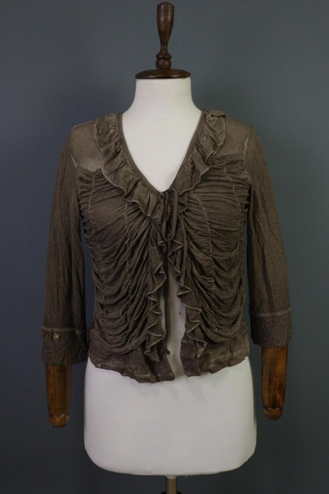 Designer Elisa Cavaletti Brown Designed Drawsting Cardigan Sweater Size M / US 6-8 / IT 42-44 - 1 Thumbnail