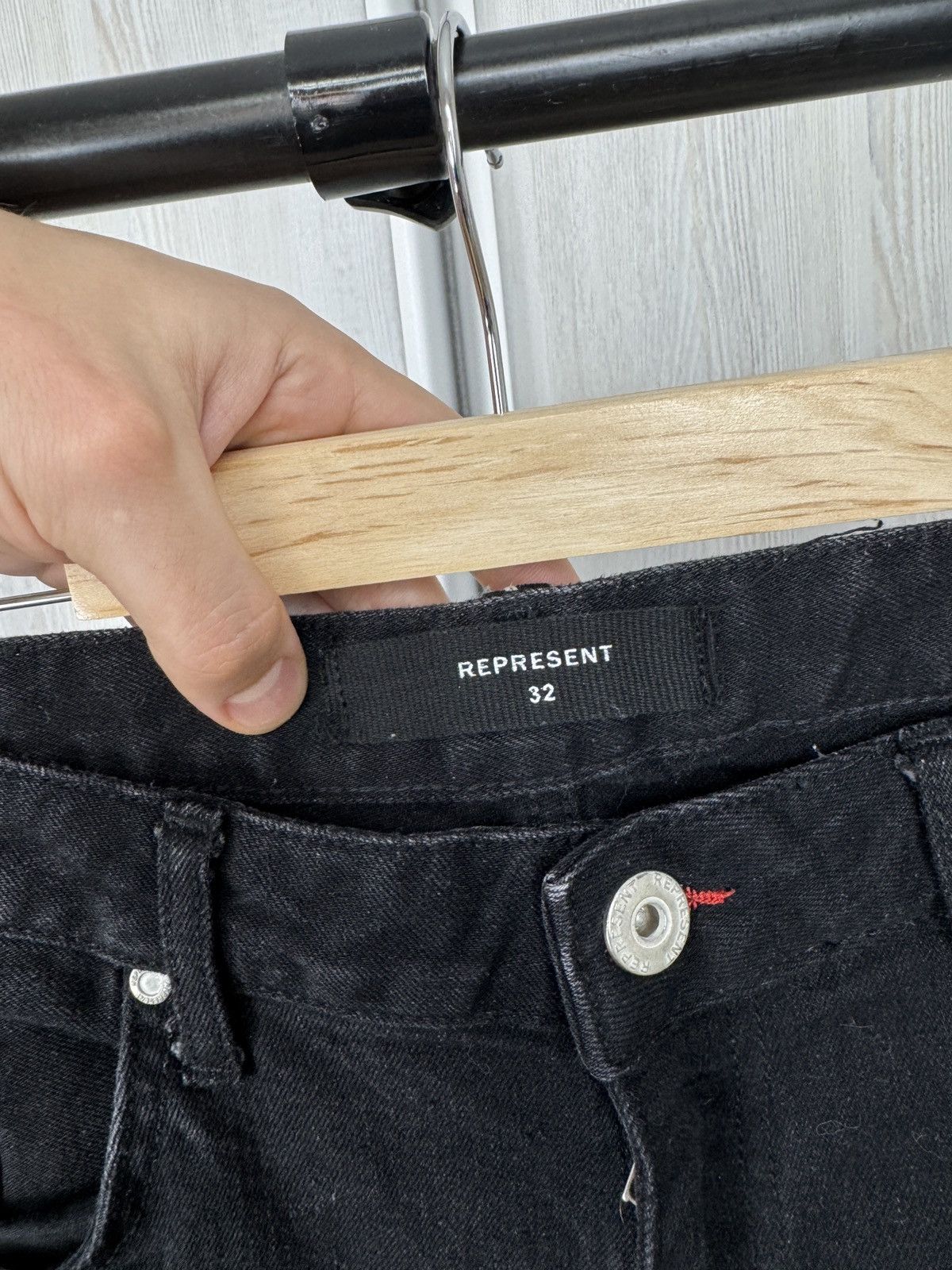 Japanese Brand Represent Basic selvedge denim vintage black jeans zippers Size US 32 / EU 48 - 8 Thumbnail
