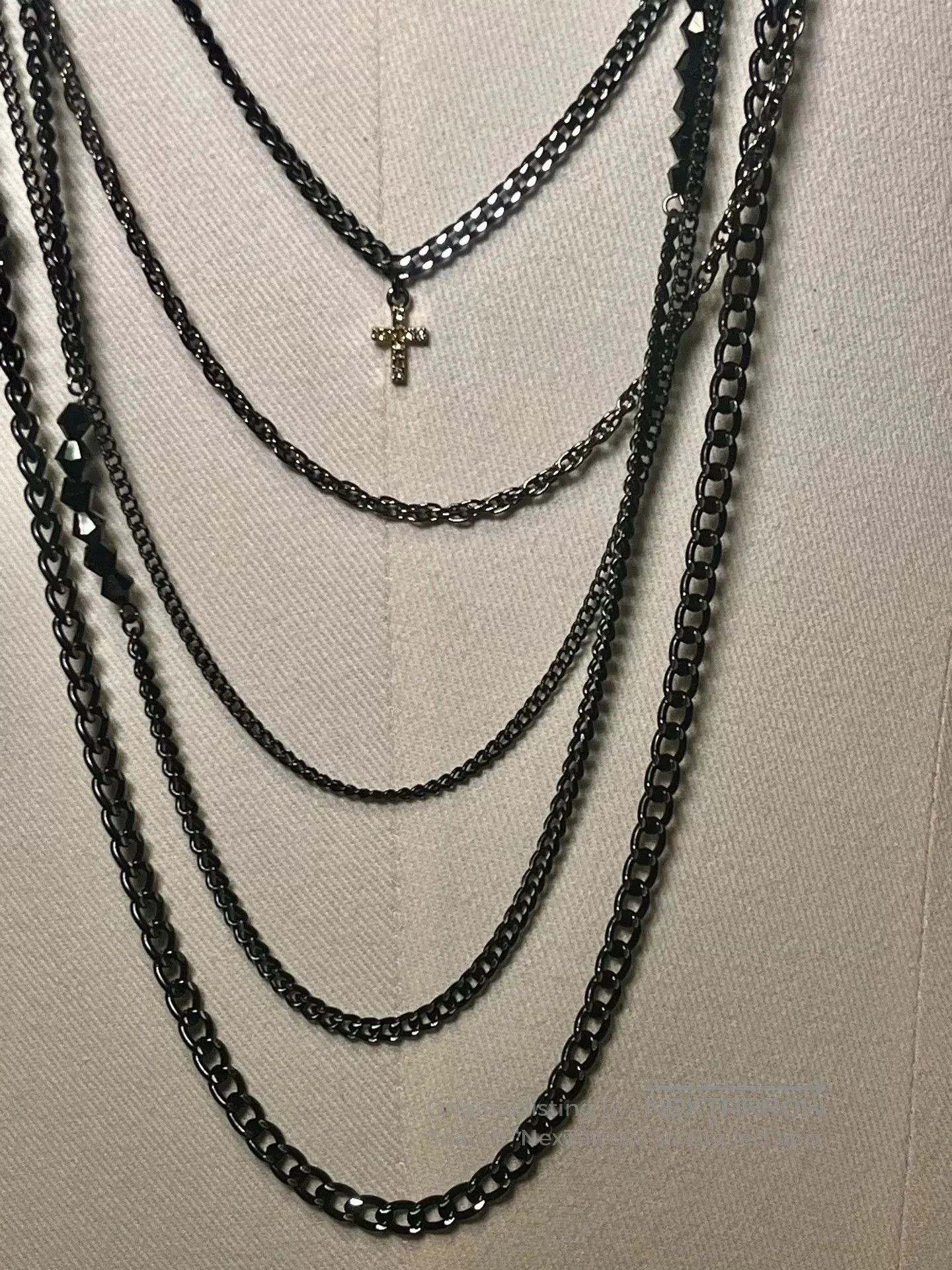 CIVARIZE adjustable black cross necklace with charms. Size ONE SIZE - 6 Thumbnail
