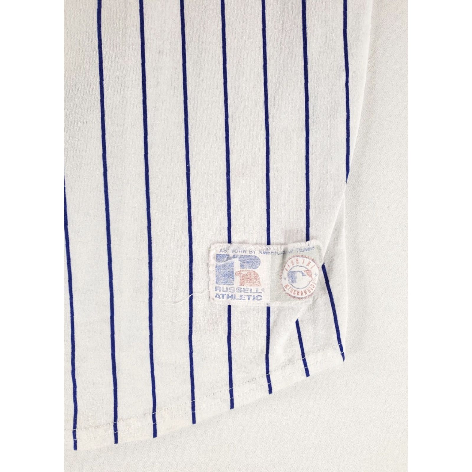 Russell Athletic VINTAGE Chicago Cubs T Shirt Jersey Pin Stripe White Made USA Mens XL Shirt Size US XL / EU 56 / 4 - 2 Thumbnail