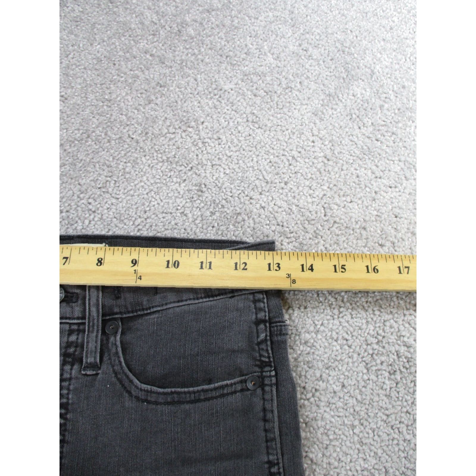 Madewell Madewell Jeans Womens 24 Stovepipe Gray Denim Raw Hem Straight Fit, Zip Closure, Charcoal Wash, Mid Rise, Regular Size 24 Womens Jeans Size 42" / US 20 - 7 Thumbnail