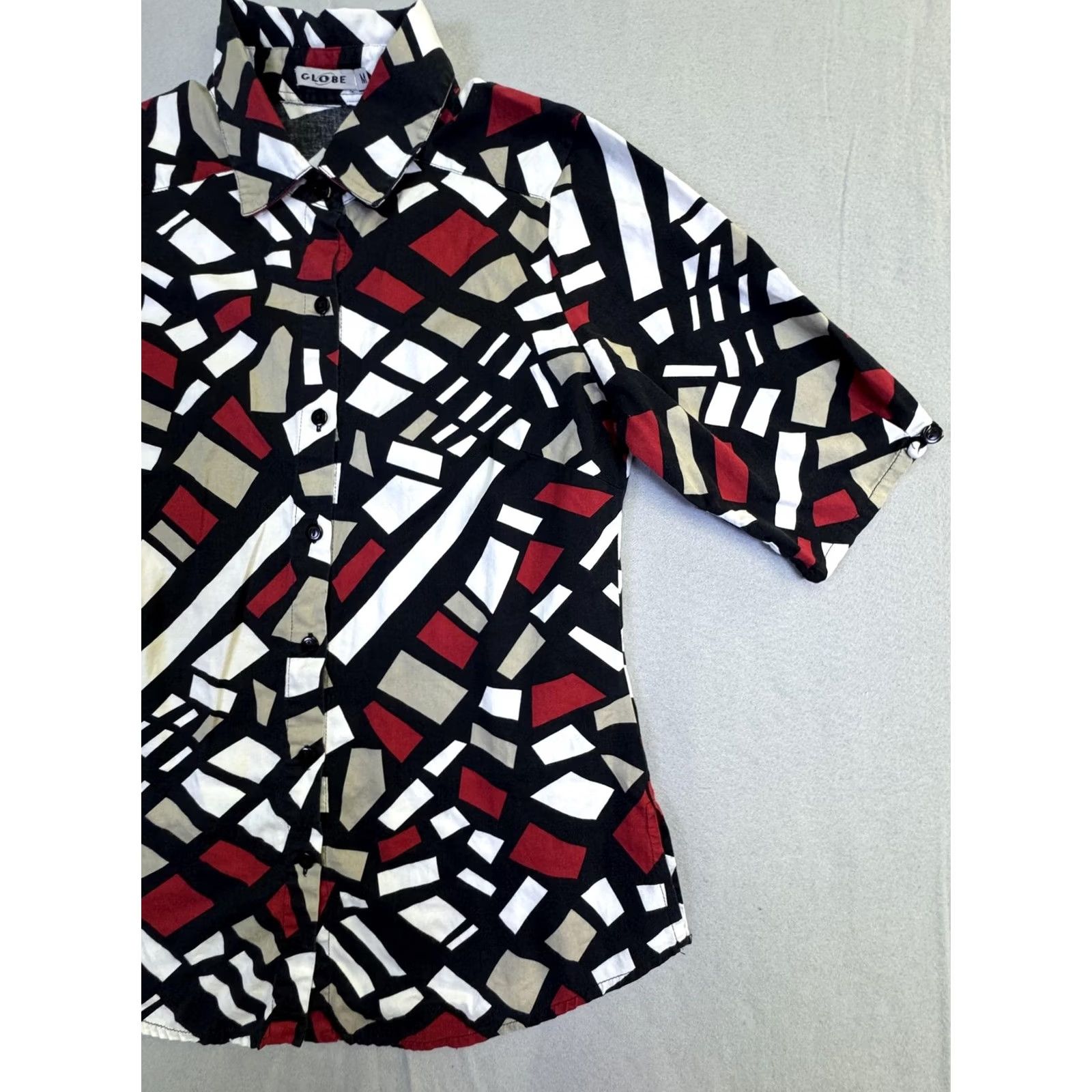 Globe Globe Womens Medium Multicolor Geometric Button Front Collared Top Cotton Shirt Size M / US 6-8 / IT 42-44 - 2 Thumbnail