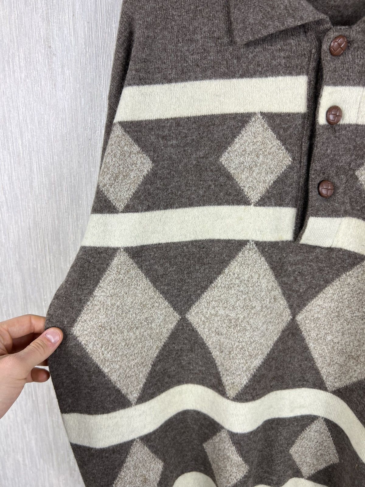 Gran Sasso Vintage Gran Sasso diamond patterned wool polo sweater retro Size US S / EU 44-46 / 1 - 11 Thumbnail