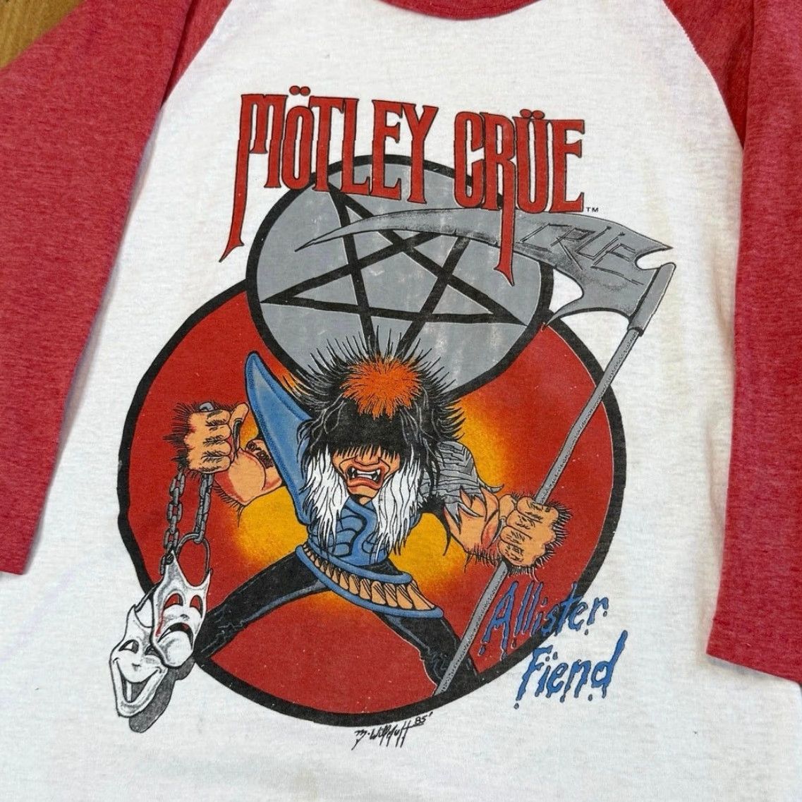 Vintage VINTAGE Motley Crue Theatre Of Pain Tour T-Shirt 80s Small Mens White 3/4 Sleeve Rock Music Band Size US S / EU 44-46 / 1 - 4 Thumbnail