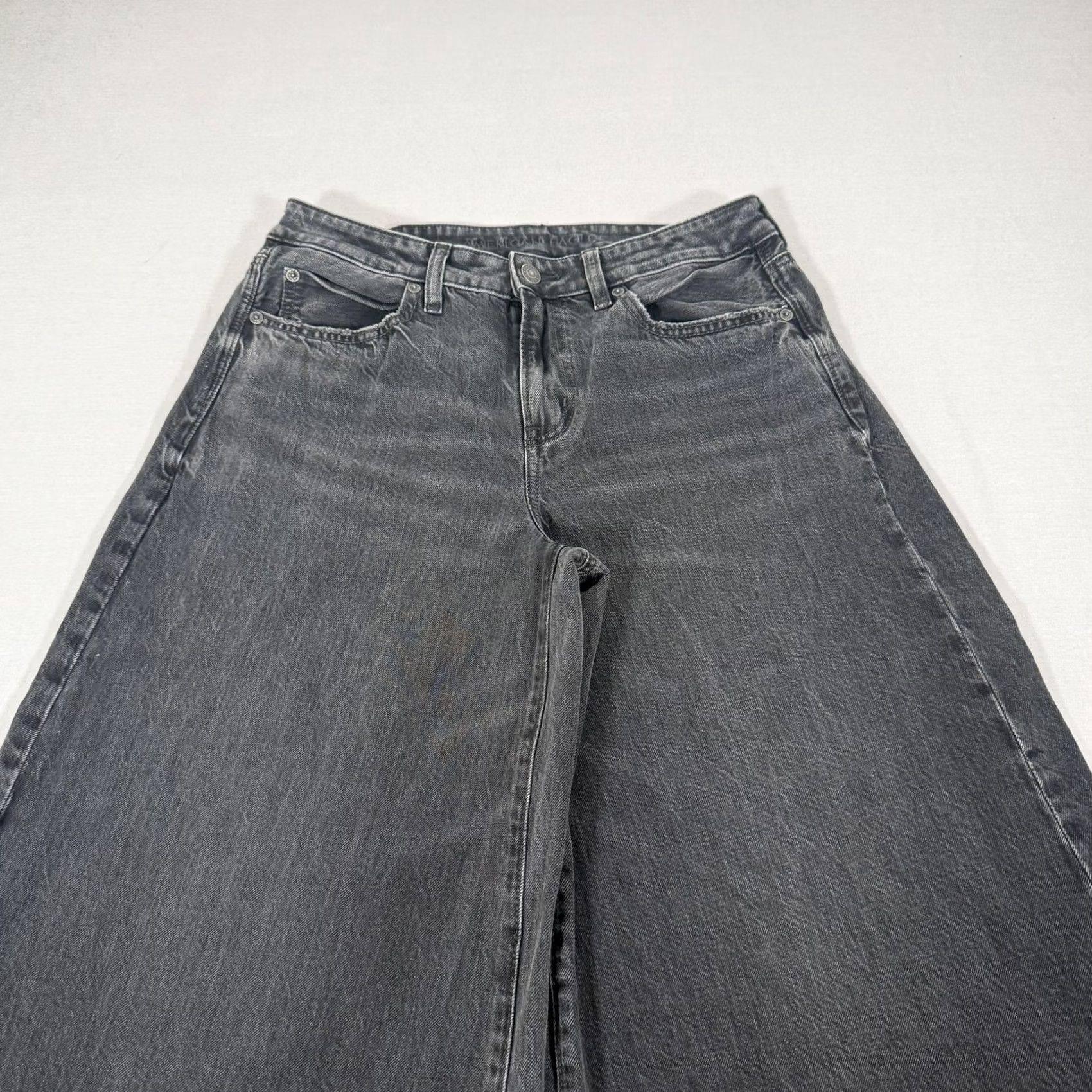 American Eagle Outfitters American Eagle Jeans Womens 6 Black Wide Leg Baggy Denim Pants Stretch Size 28" / US 6 / IT 42 - 2 Thumbnail