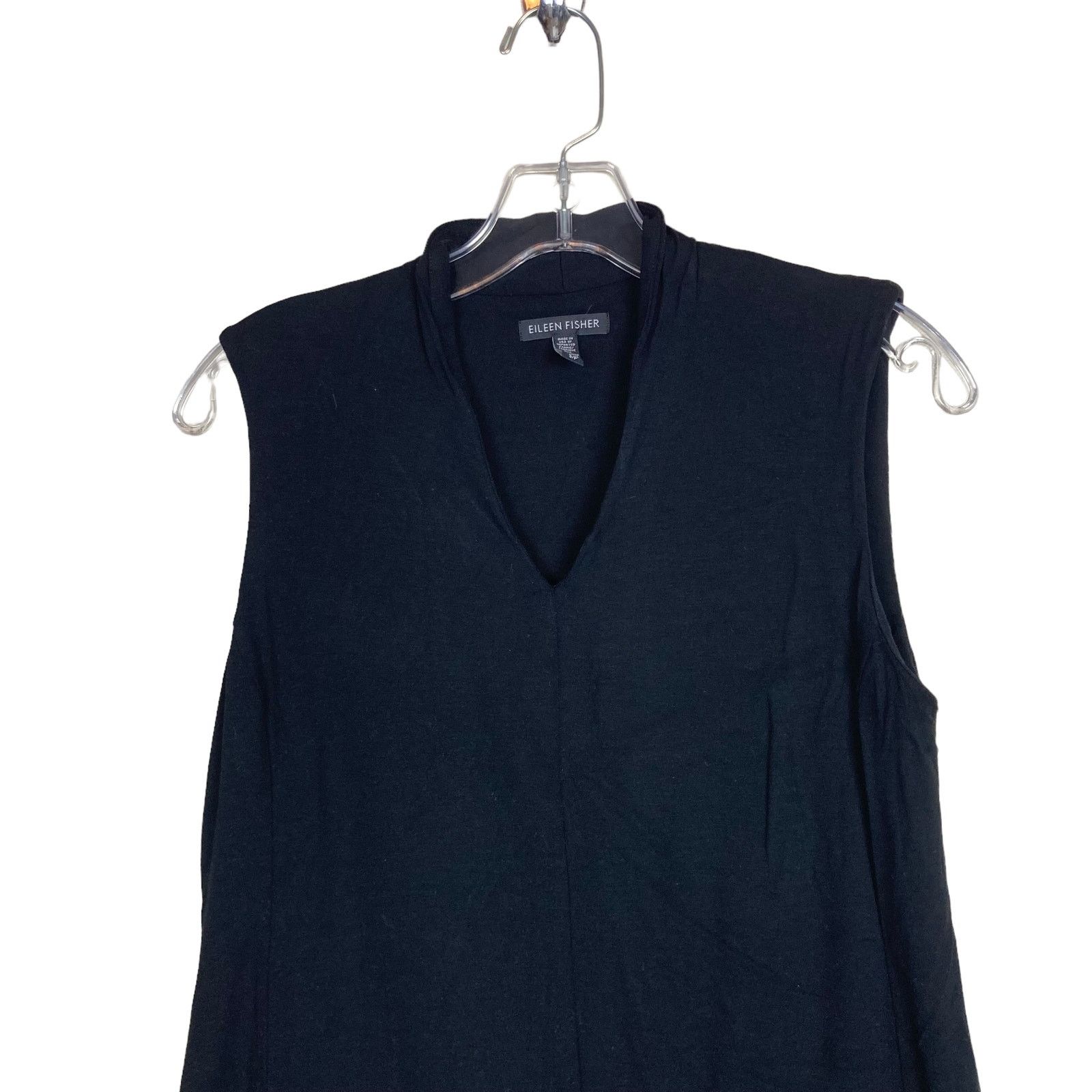 Eileen Fisher Eileen Fisher Black Mock Neck V Neck Sleeveless Dress Sz S Size S / US 4 / IT 40 - 2 Thumbnail