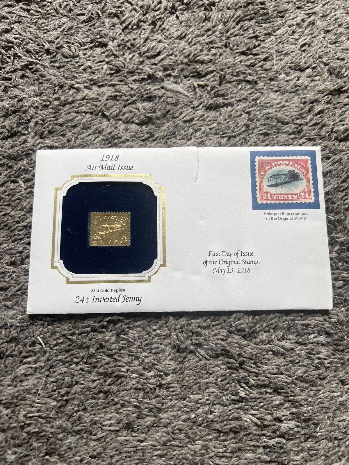 Vintage 1918 Air Mail Issue 24 ¢ Inverted Jenny 22kt Gold Replica Size ONE SIZE - 1 Thumbnail