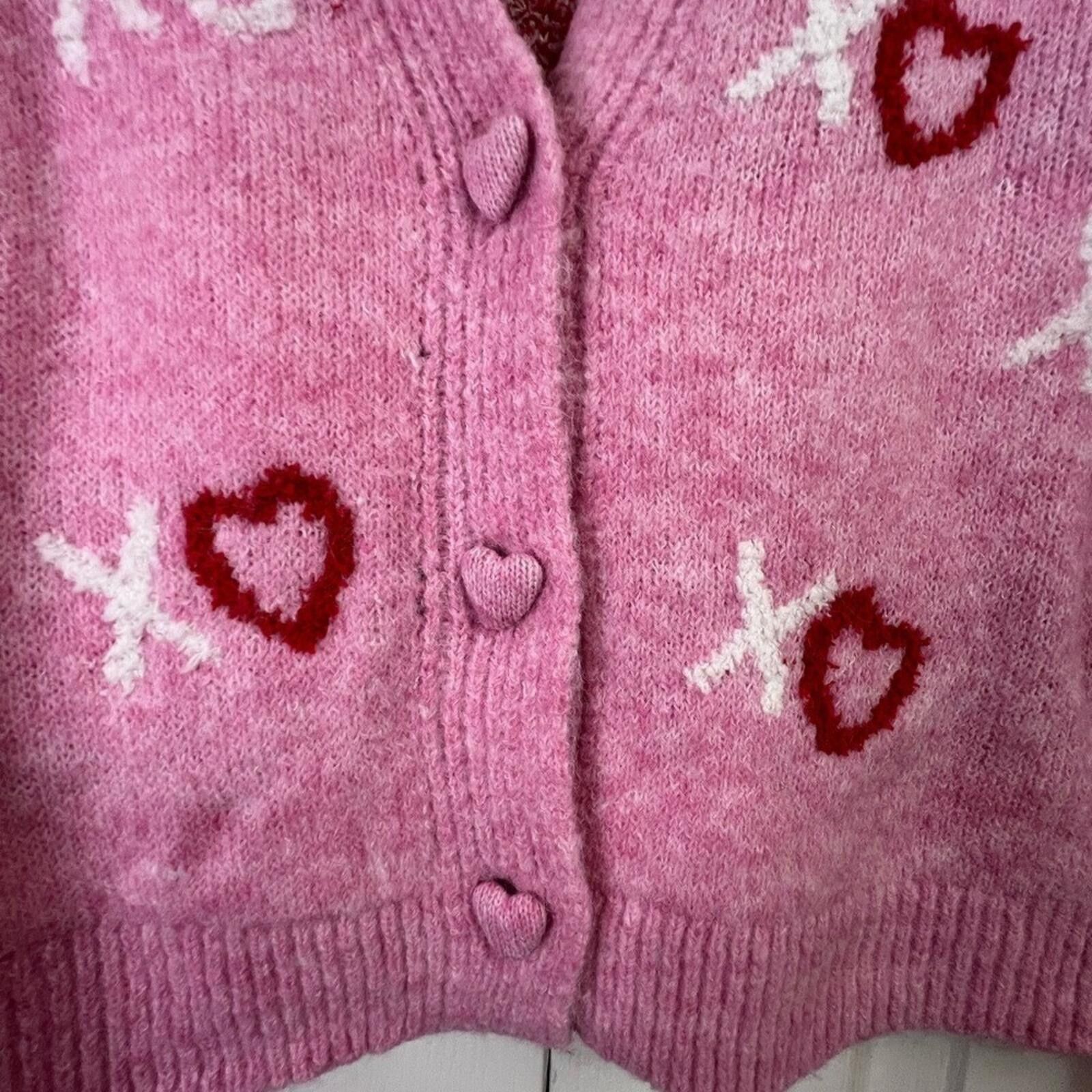 Other Cupcakes‎ and Cashmere M Pink XO Heart Knit Cardigan Sweater Size M / US 6-8 / IT 42-44 - 2 Thumbnail