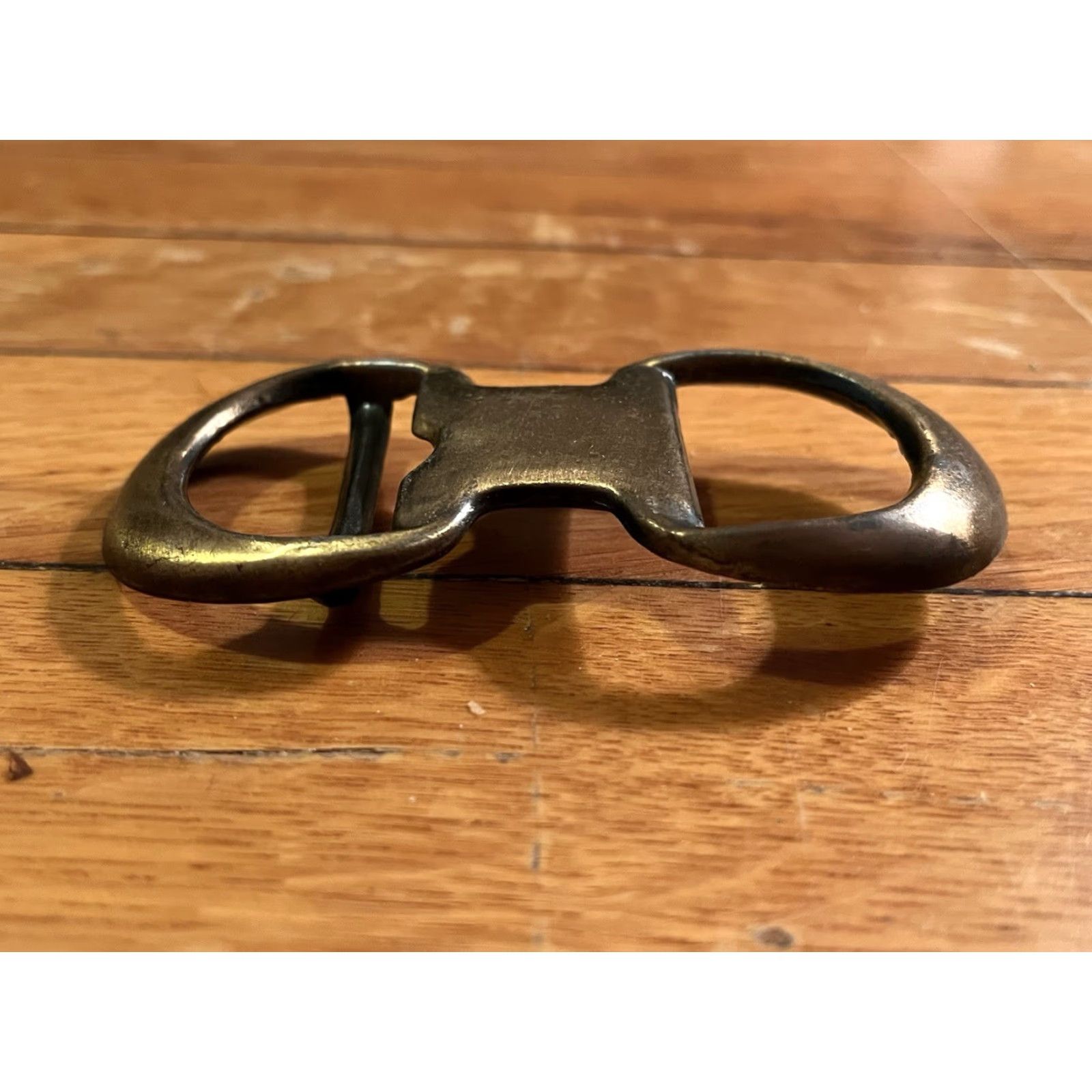 Vintage VINTAGE Accurate Belt Buckle Double Loop Figure 8 Gold Brass 70s Cowboy Western Mod GoGo 4 in Adult Unisex Mens Womens Size ONE SIZE - 2 Thumbnail