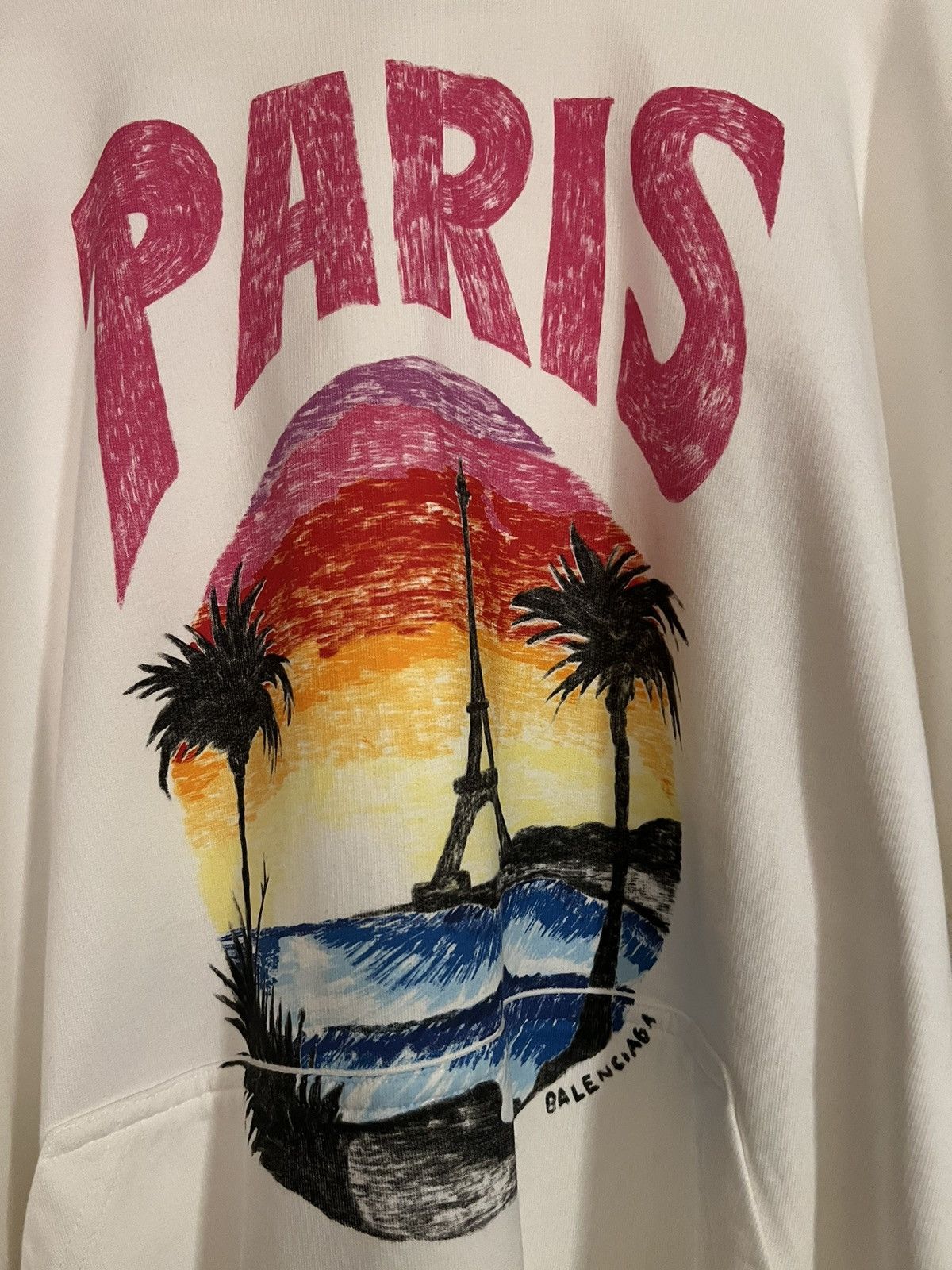 Balenciaga Balenciaga White Paris Tropical Hoodie Oversized Size US XXL / EU 58 / 5 - 2 Thumbnail