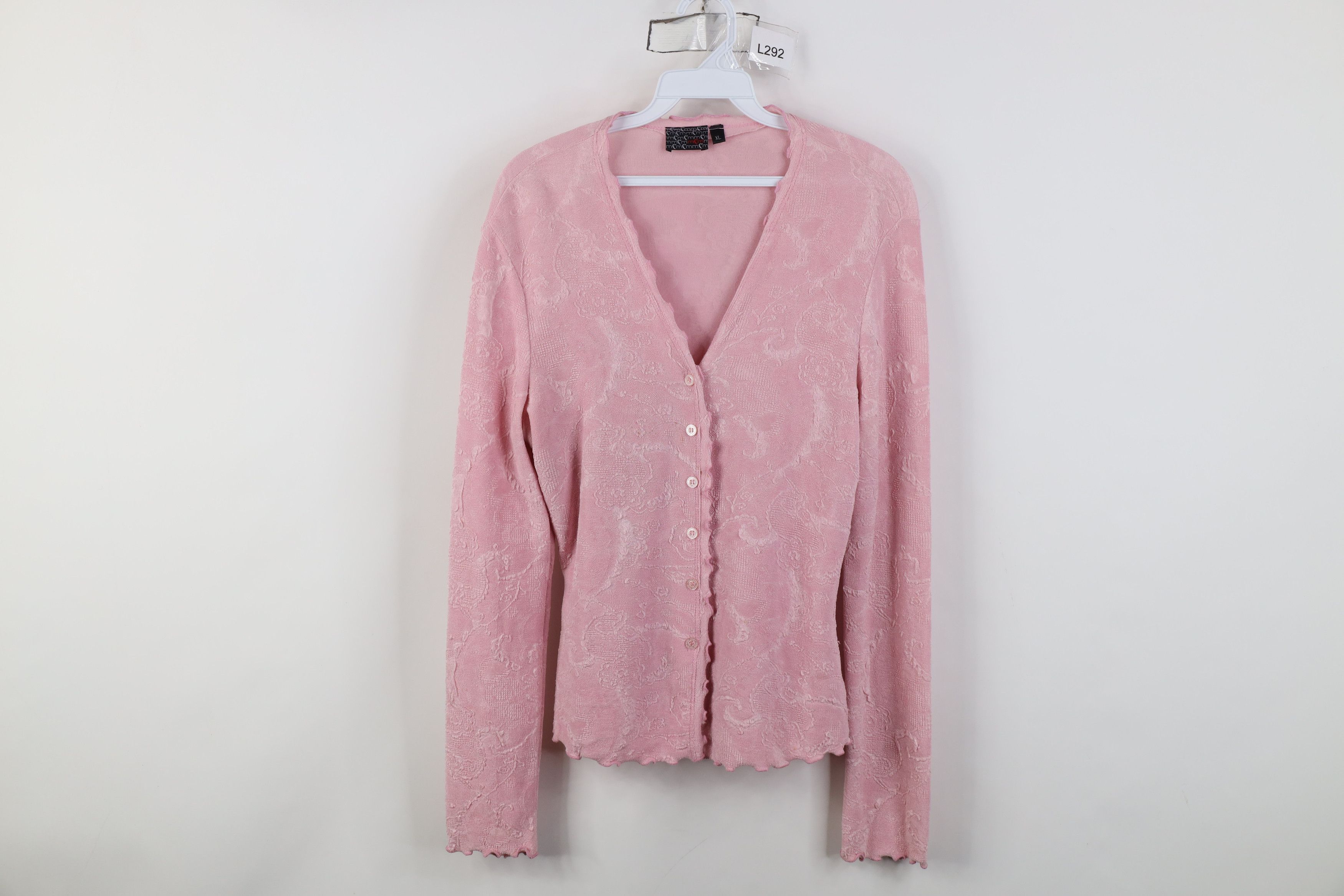 Vintage Vintage 90s Y2K Babydoll Ruffled Knit Cardigan Sweater USA Size XL / US 12-14 / IT 48-50 - 1 Thumbnail