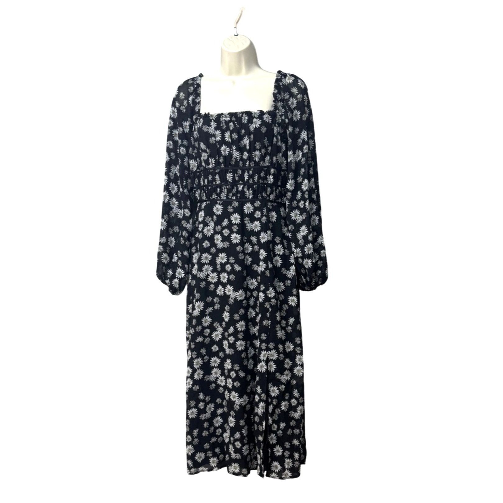 Other LEYDEN Daisy Print Smocked Midi Dress, Black Daisy, Size M Size M / US 6-8 / IT 42-44 - 4 Thumbnail