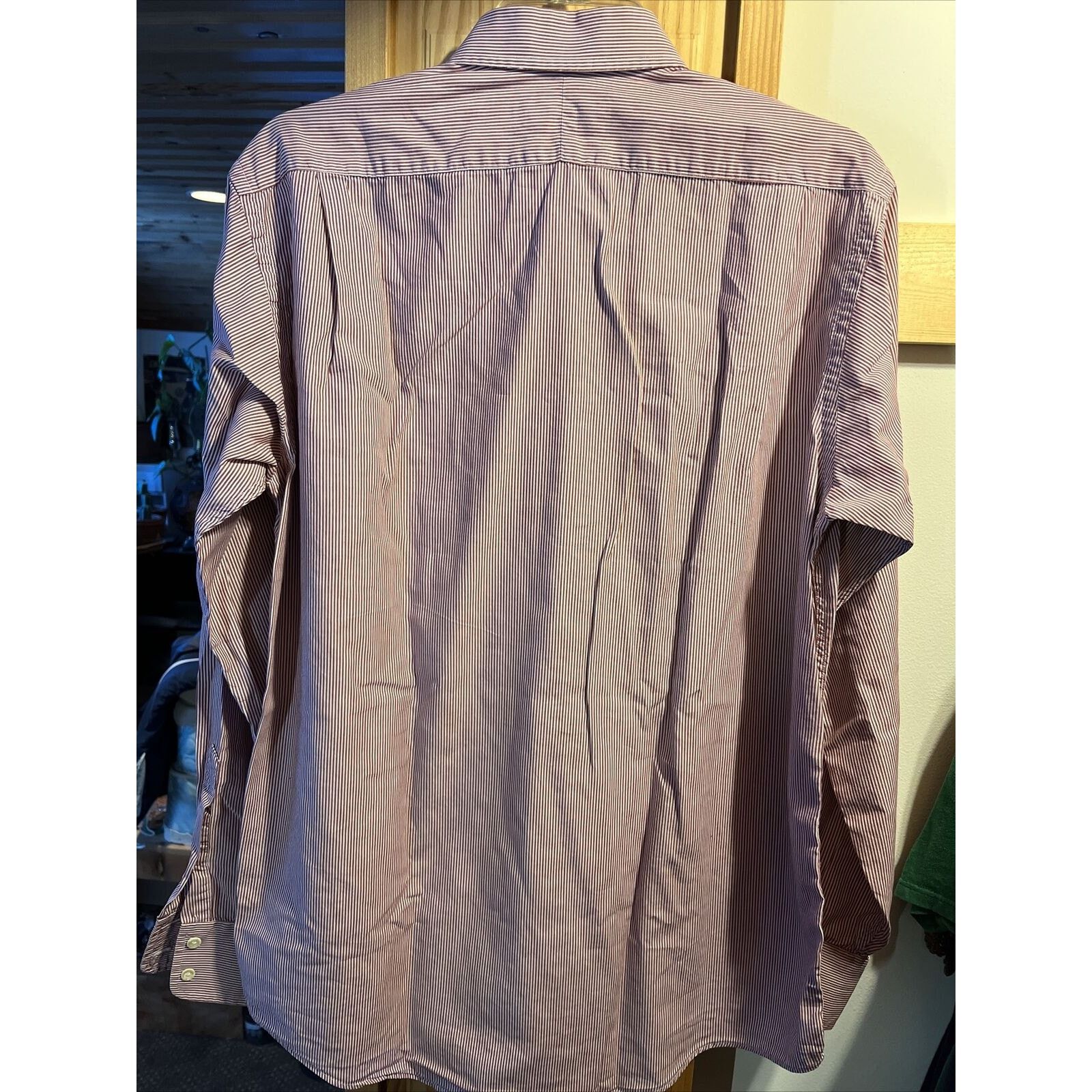 Burberry Burberry London Men’s 15.5 35 Burgundy Striped Cotton Shirt Size US M / EU 48-50 / 2 - 12 Thumbnail