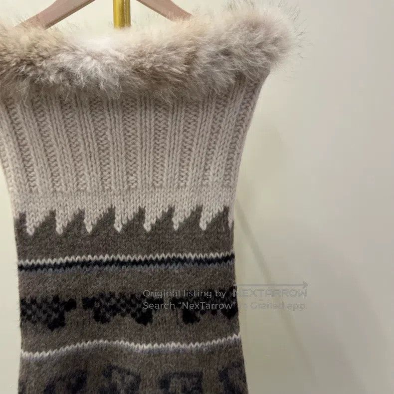 Hermes Hermes size TU Fur collar knitted striped dress Size M / US 6-8 / IT 42-44 - 4 Thumbnail