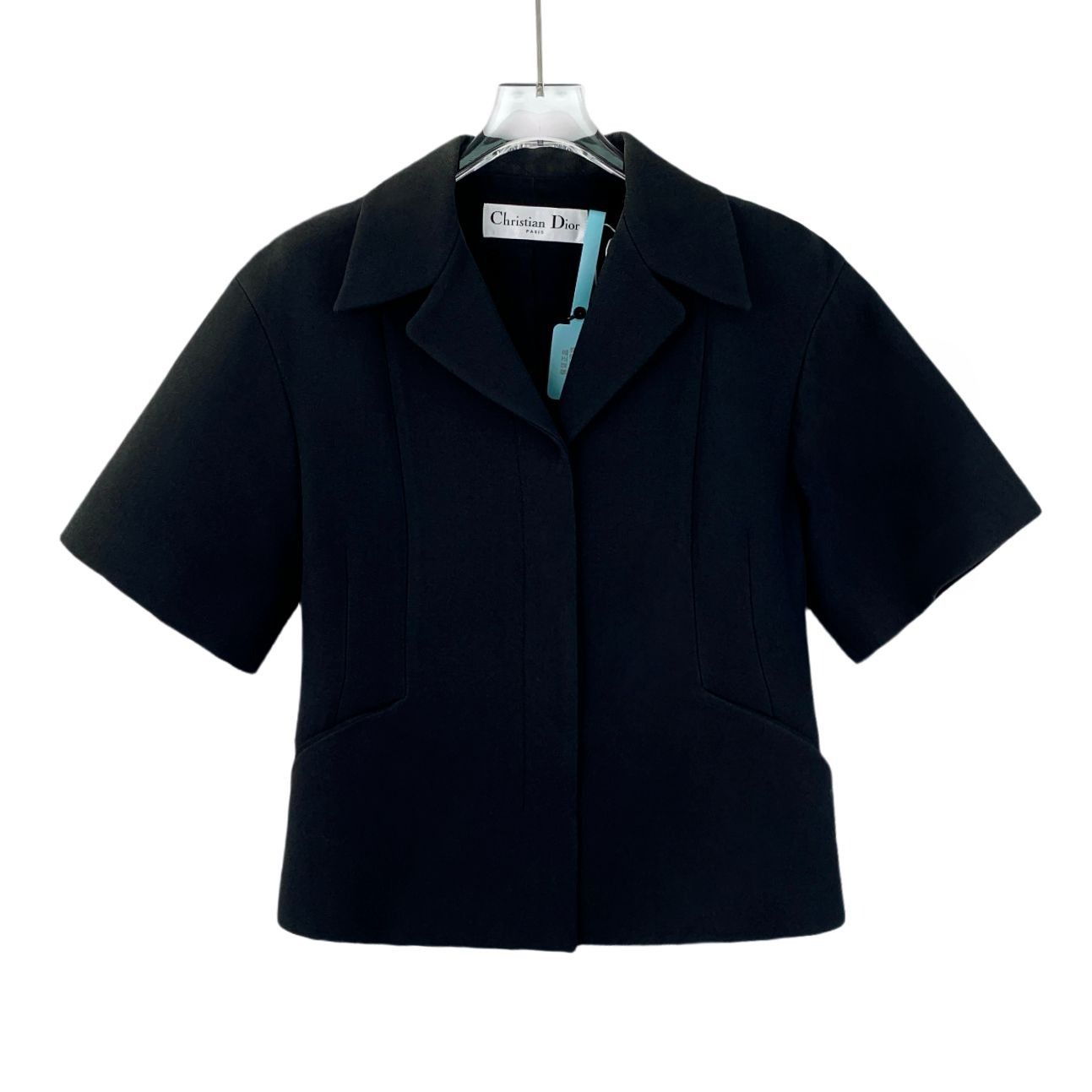 Dior Christian Dior Black Cropped Wool Short-Sleeve Blazer (Size Size XXS / US 00 / IT 34 - 1 Thumbnail