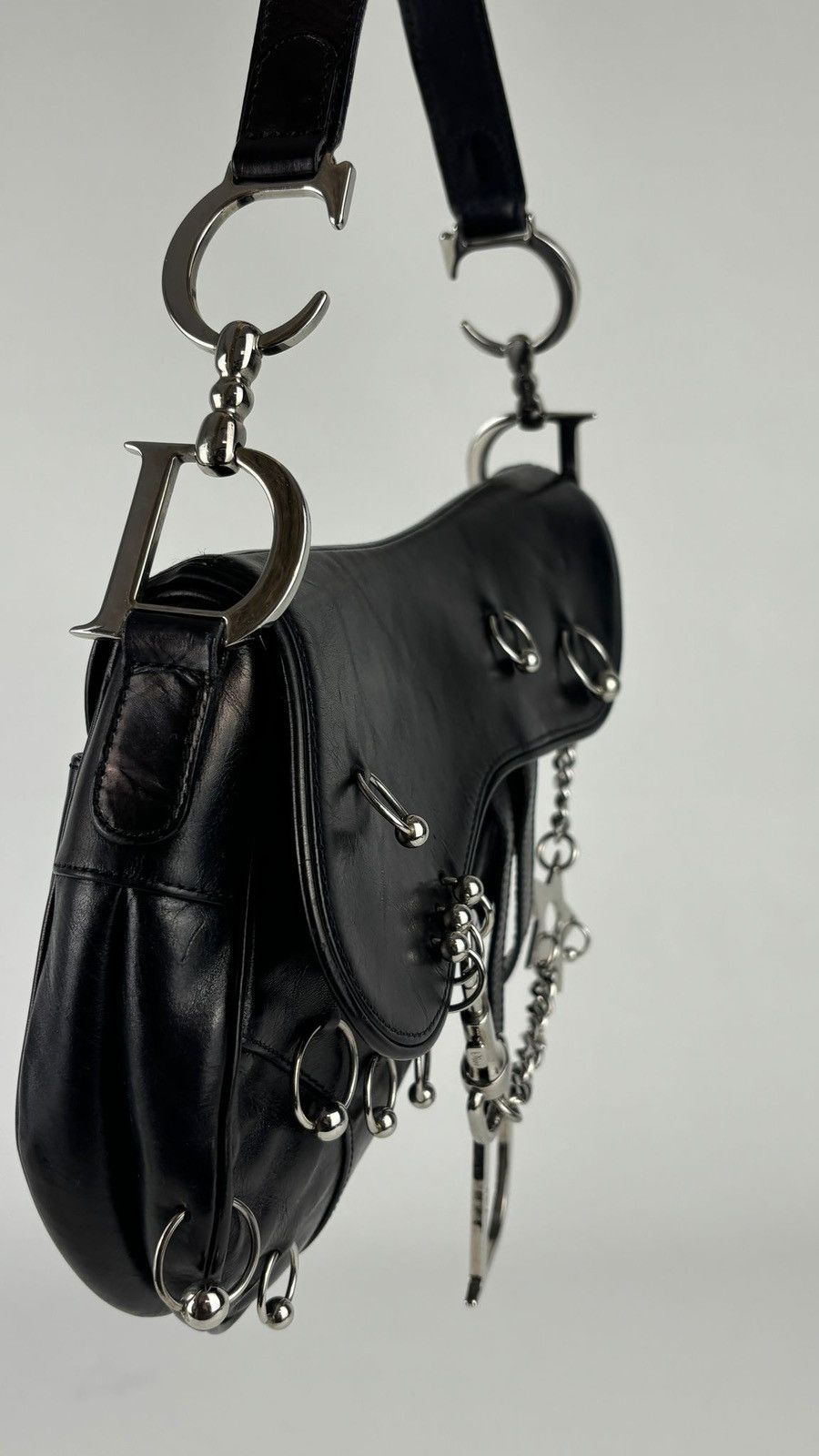 Dior Dior Punk Black Leather Hardcore Saddle Bag Size ONE SIZE - 10 Thumbnail