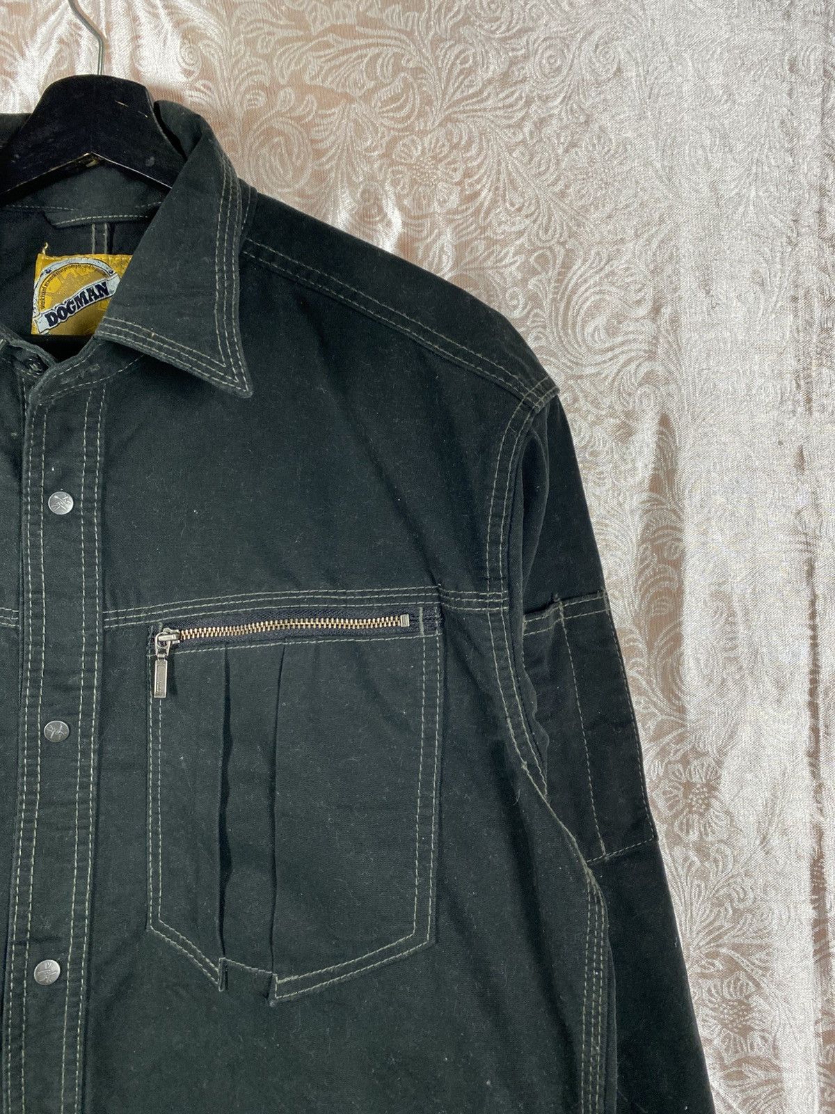 Japanese Brand Vintage DOGMAN Workwear Shirt Jacket Black Contrast Stitch Size US L / EU 52-54 / 3 - 7 Thumbnail